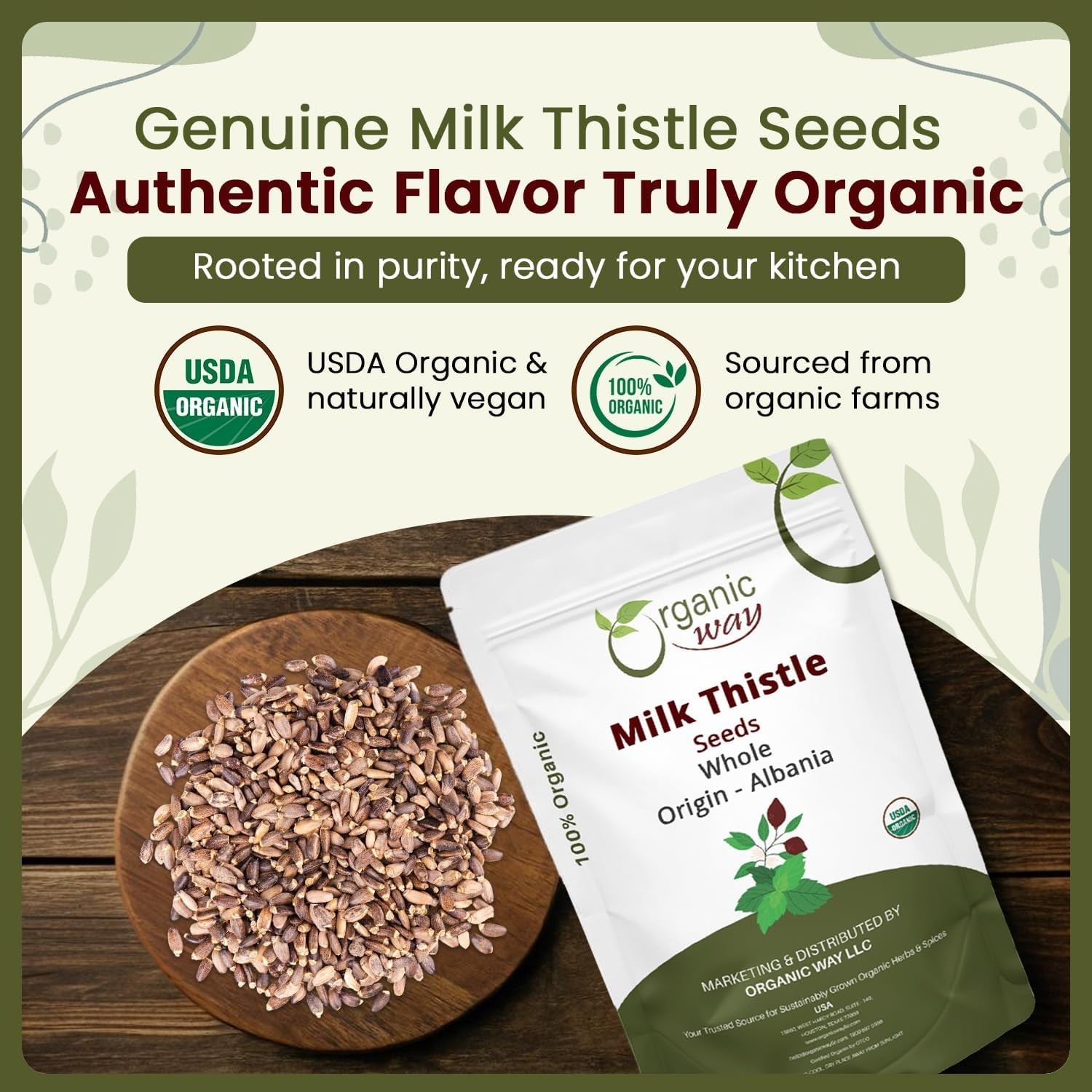 Silybum Marianum Milk Thistle Seeds – European Organic & Kosher, 2 Oz for Health