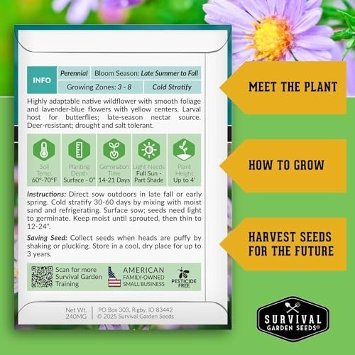 Wildflower Seeds Variety Pack – 24 Non-GMO Perennial & Annual Flowers for Pollin