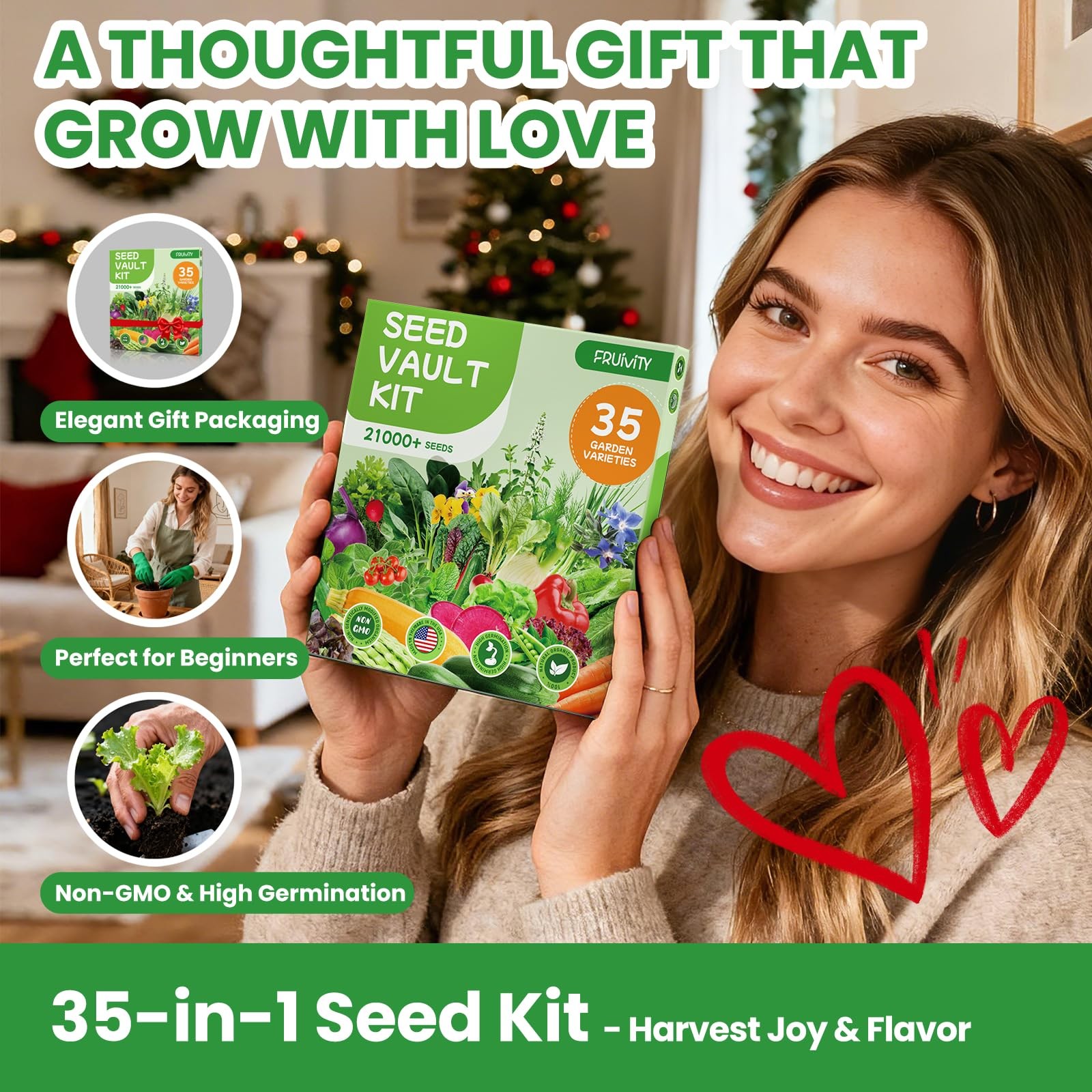 35 in 1 Heirloom Vegetable Seeds for Planting 21,000+ Seeds Kit for Indoor &…