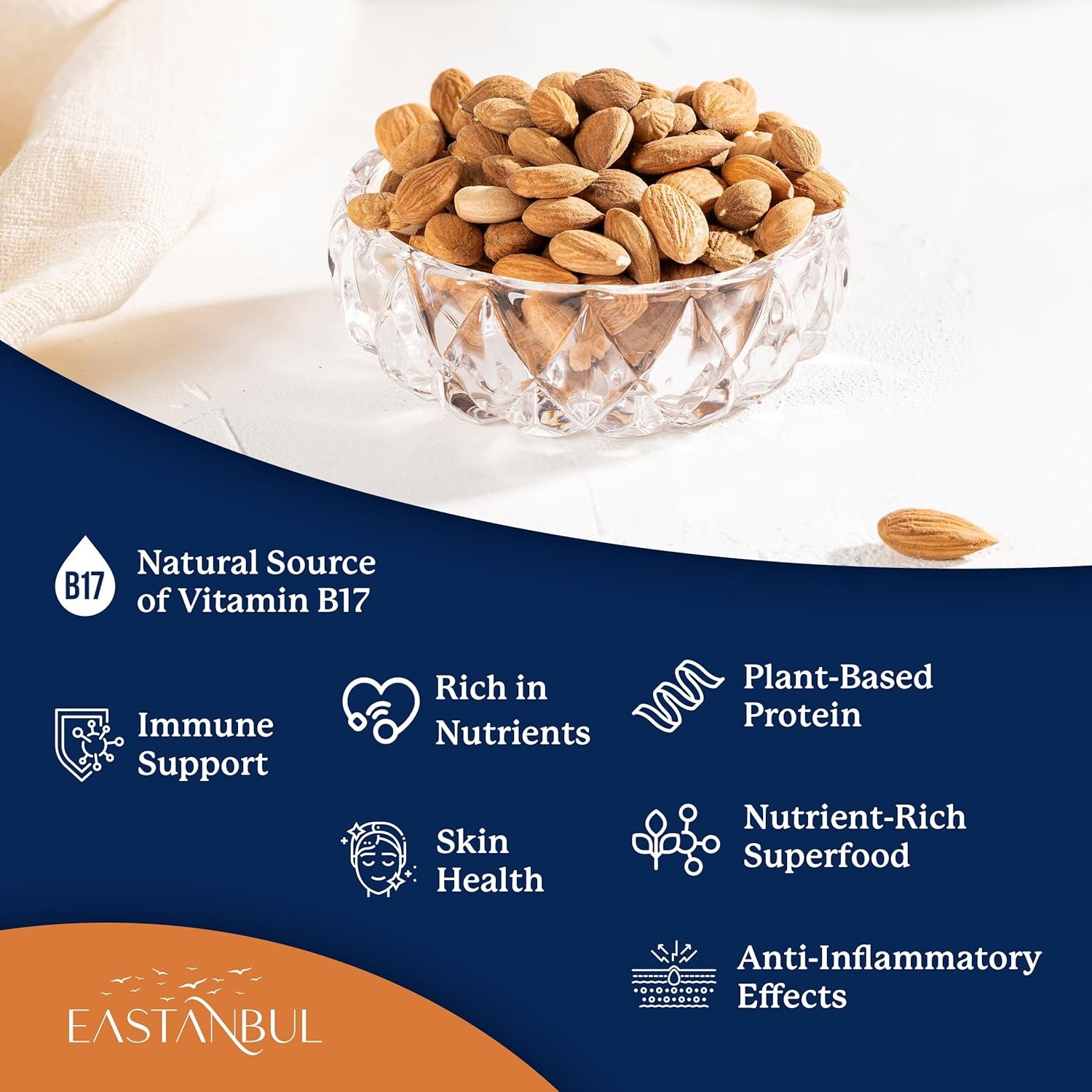 Eastanbul Apricot Seeds, Sweet Apricot Kernels 10oz, Natural Raw Dried Seeds