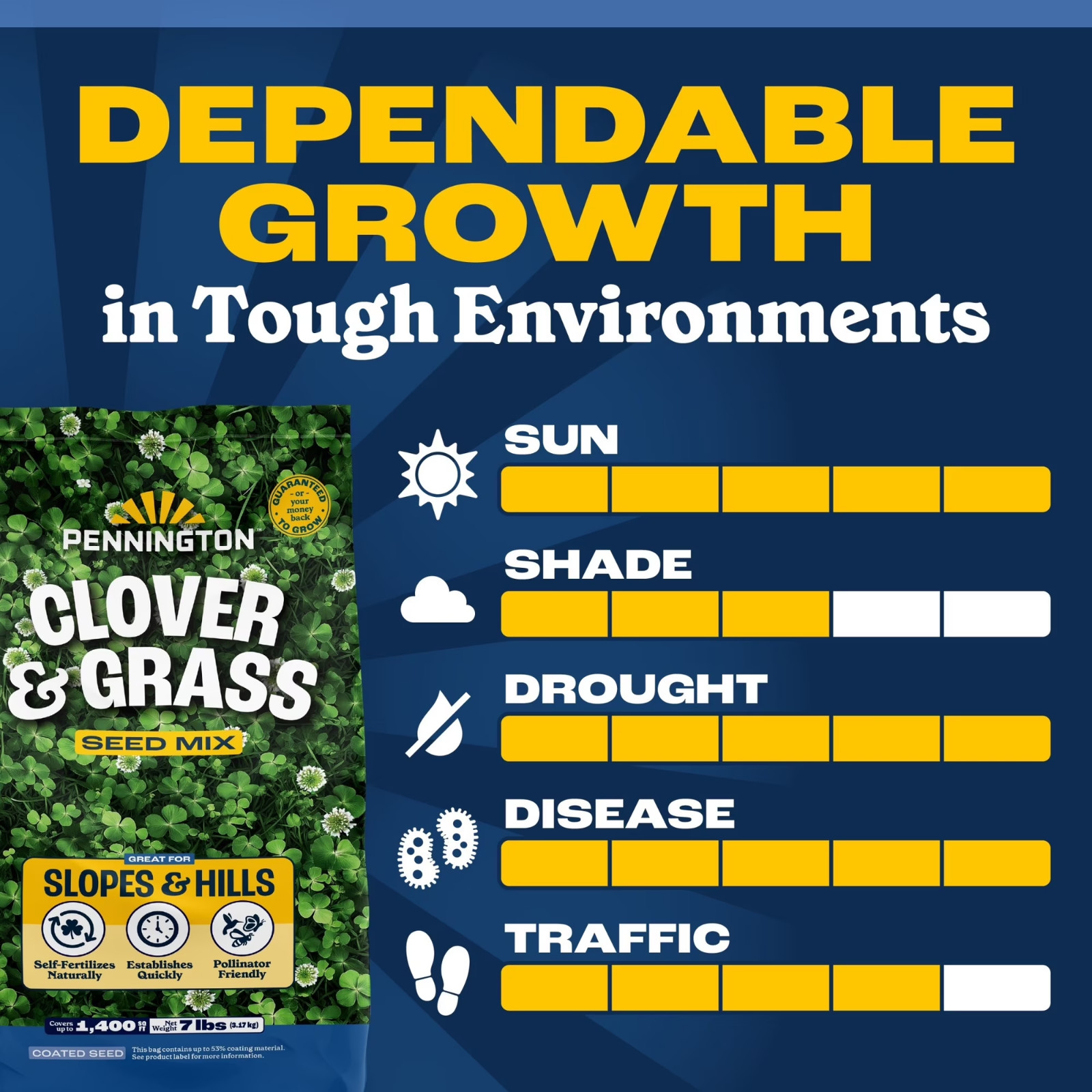 (2 pack) Pennington Smart Seed Clover & Grass Seed, Sun to Partial Shade