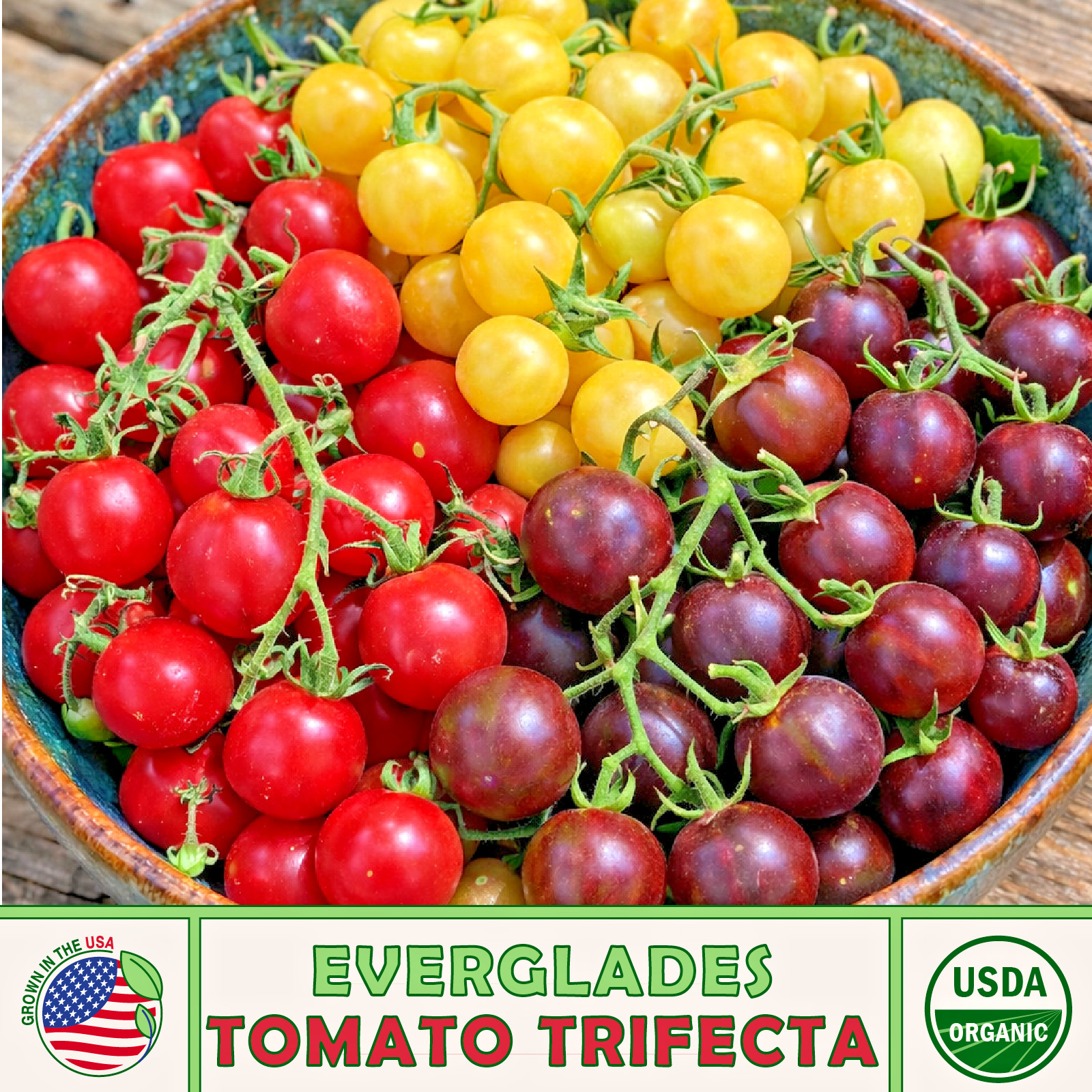 🍅 30 Everglades Tomato Trifecta Seeds (10 Pink, 10 Yellow, & 10 Black)