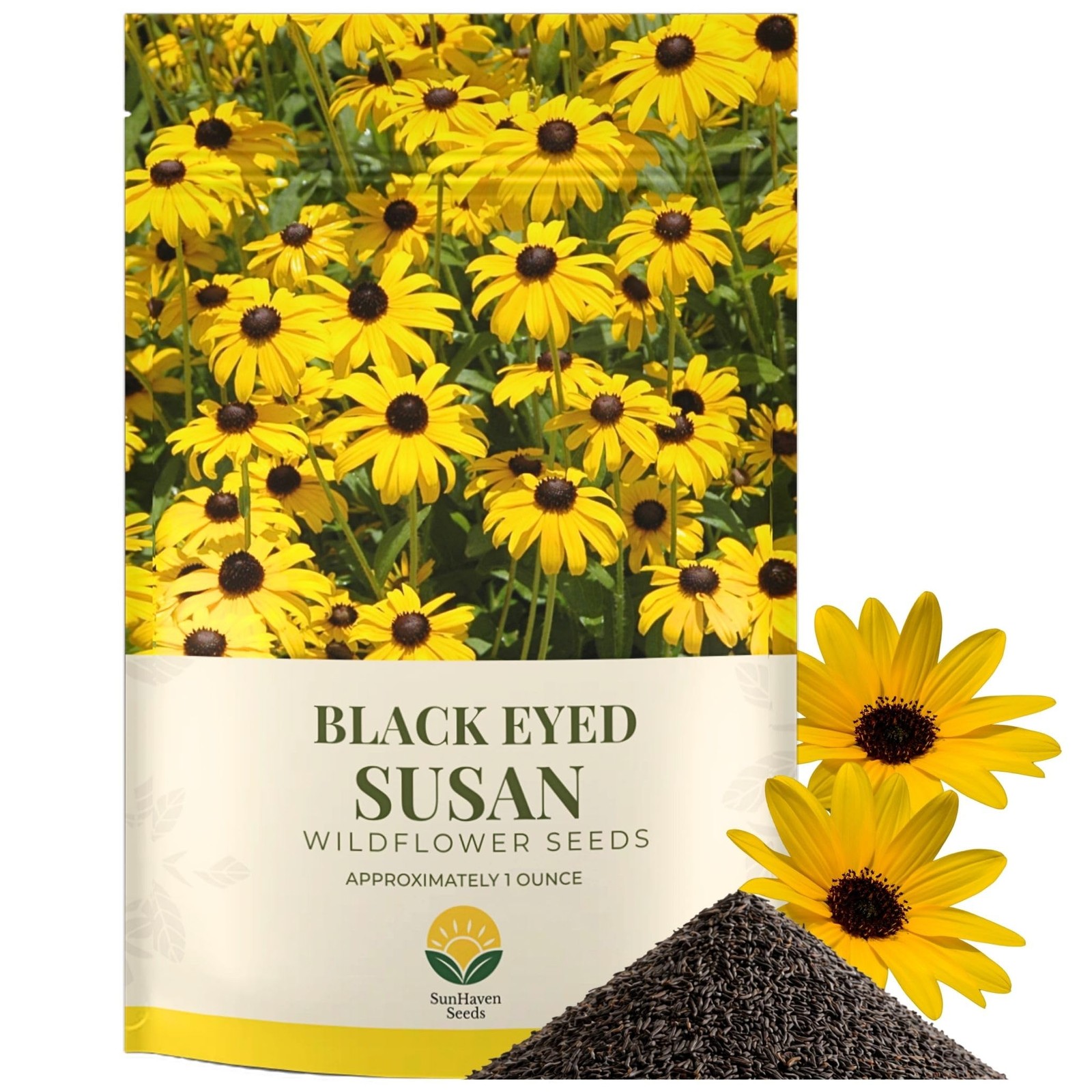 SunHaven Seeds Black Eyed Susan Seeds – 100,000+ Seeds – 1 oz Bulk Extra Larg…