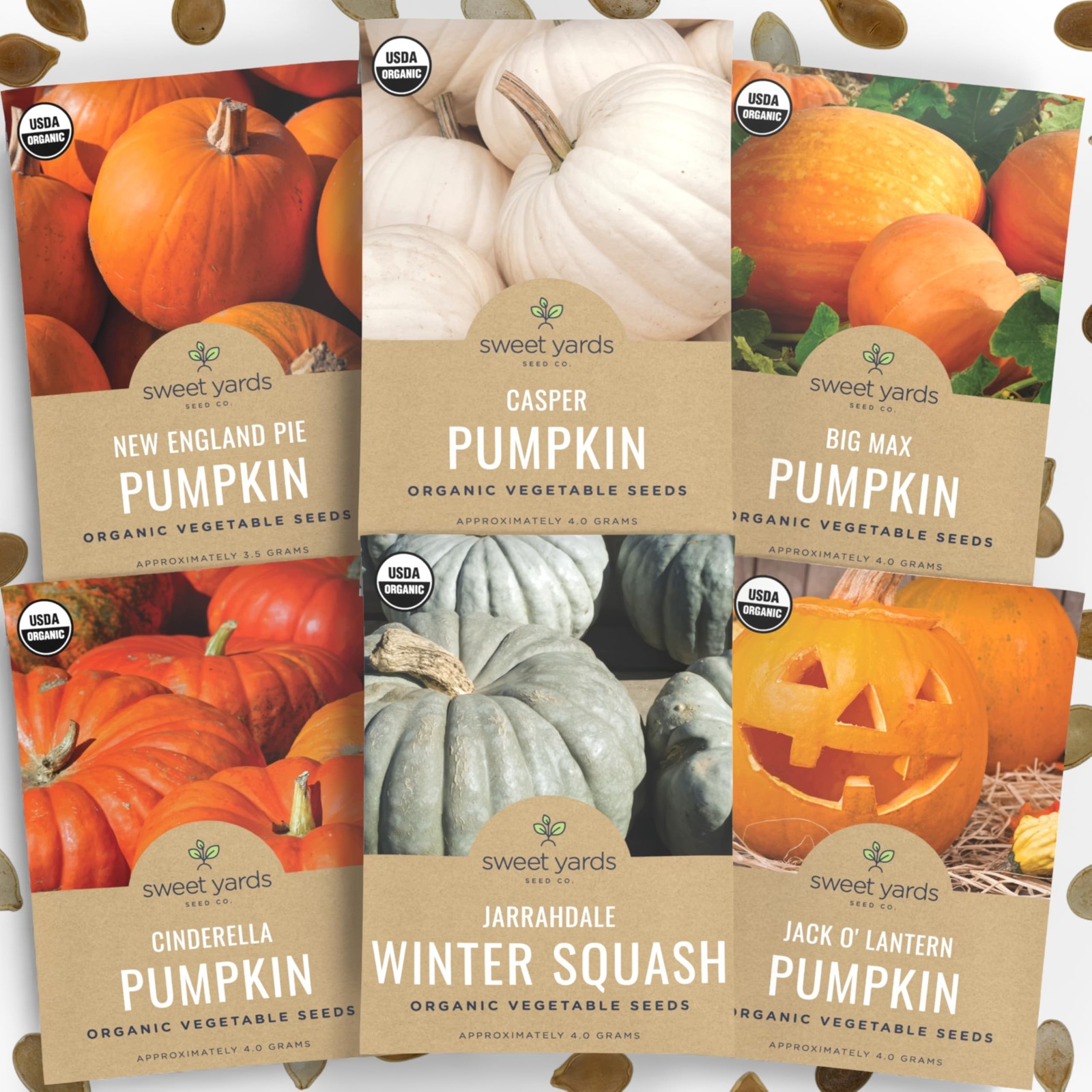 Organic Pumpkin Seeds Variety Pack 6 Individual Packs 2026 Season Jack O’ …