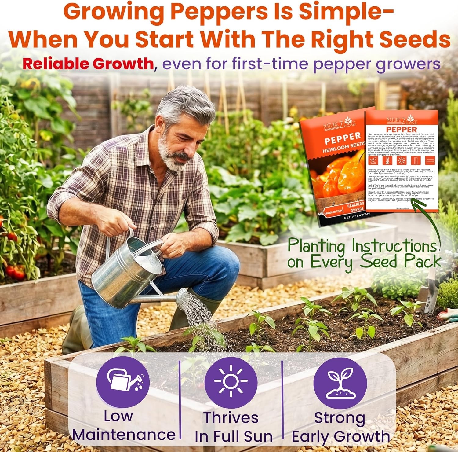 Bold Flavors Await: Heirloom Hot Pepper Seeds Variety Pack – 50 Seeds Total