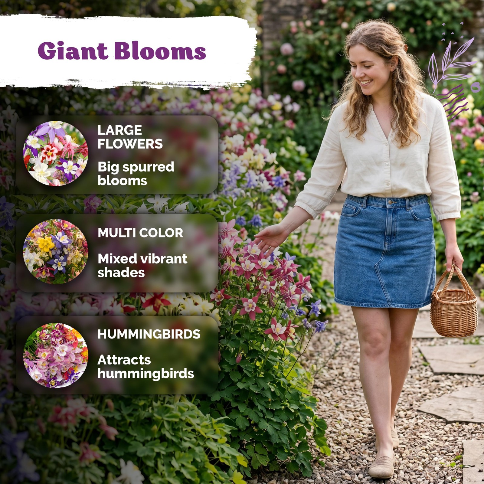 KVITER 1000 McKana Giants Mix Columbine Seeds (Aquilegia Caerulea)