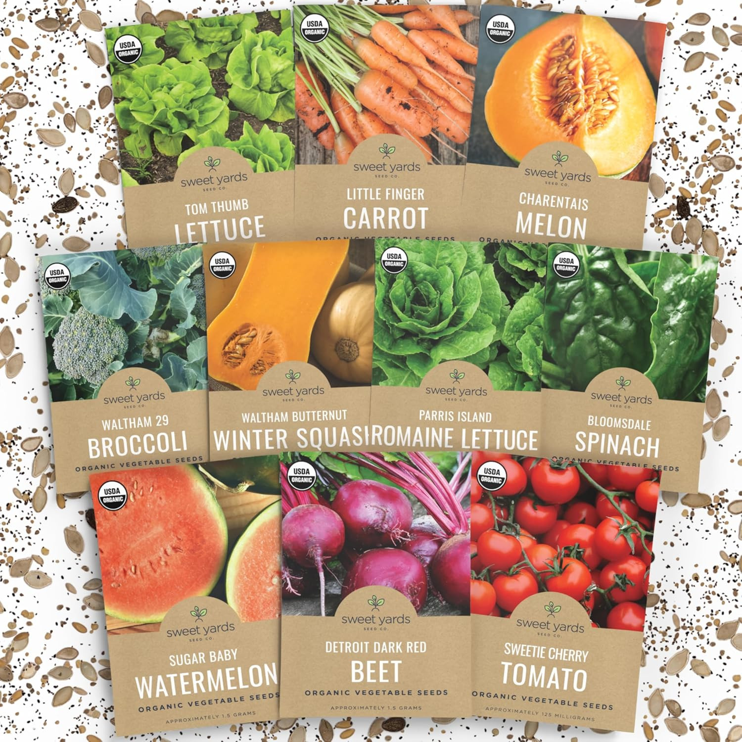 Organic Heirloom Garden Seeds Variety Pack – 10 Individual Packs – 2026 Season –