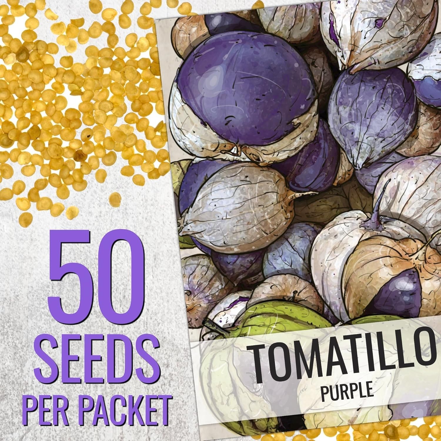 Plant 50 Non-GMO Heirloom Purple Tomatillo Seeds for Unique Garden Delights