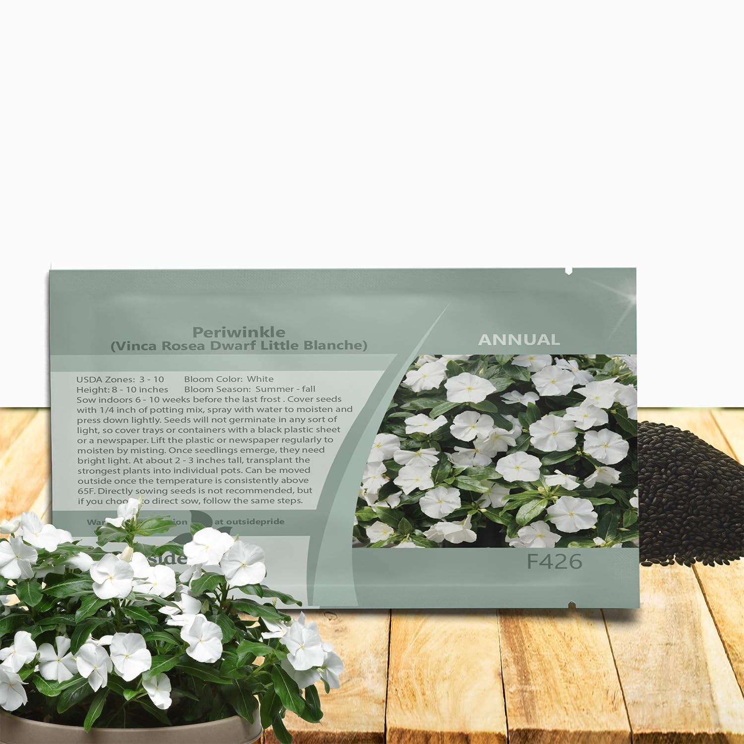 Outsidepride White Periwinkle Seeds for Planting – 2000 Pcs 2000 Seeds, Mix