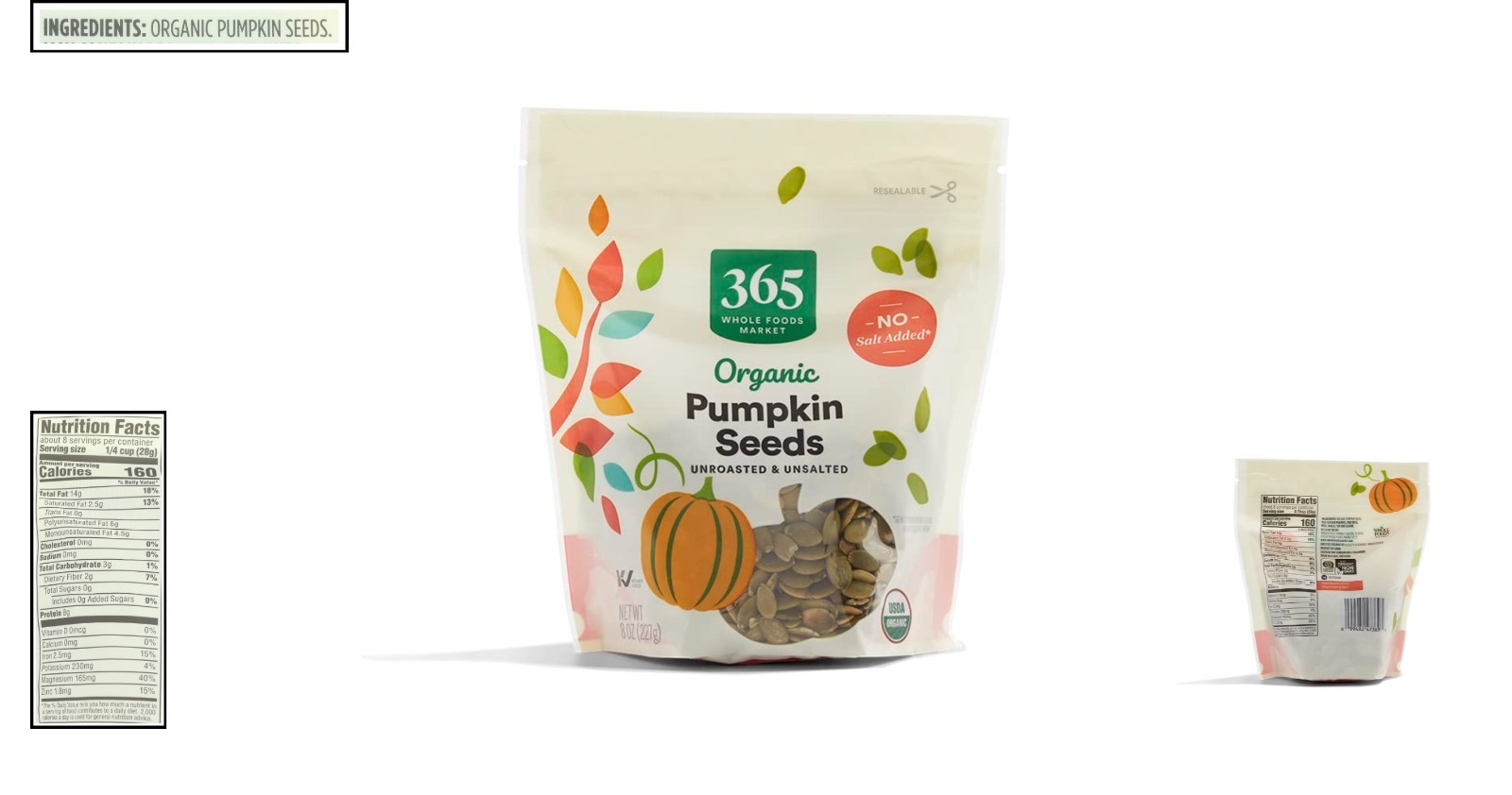 Pure Organic Pumpkin Seeds, 8 Ounces – Nutrient-Rich, Friendly Snack