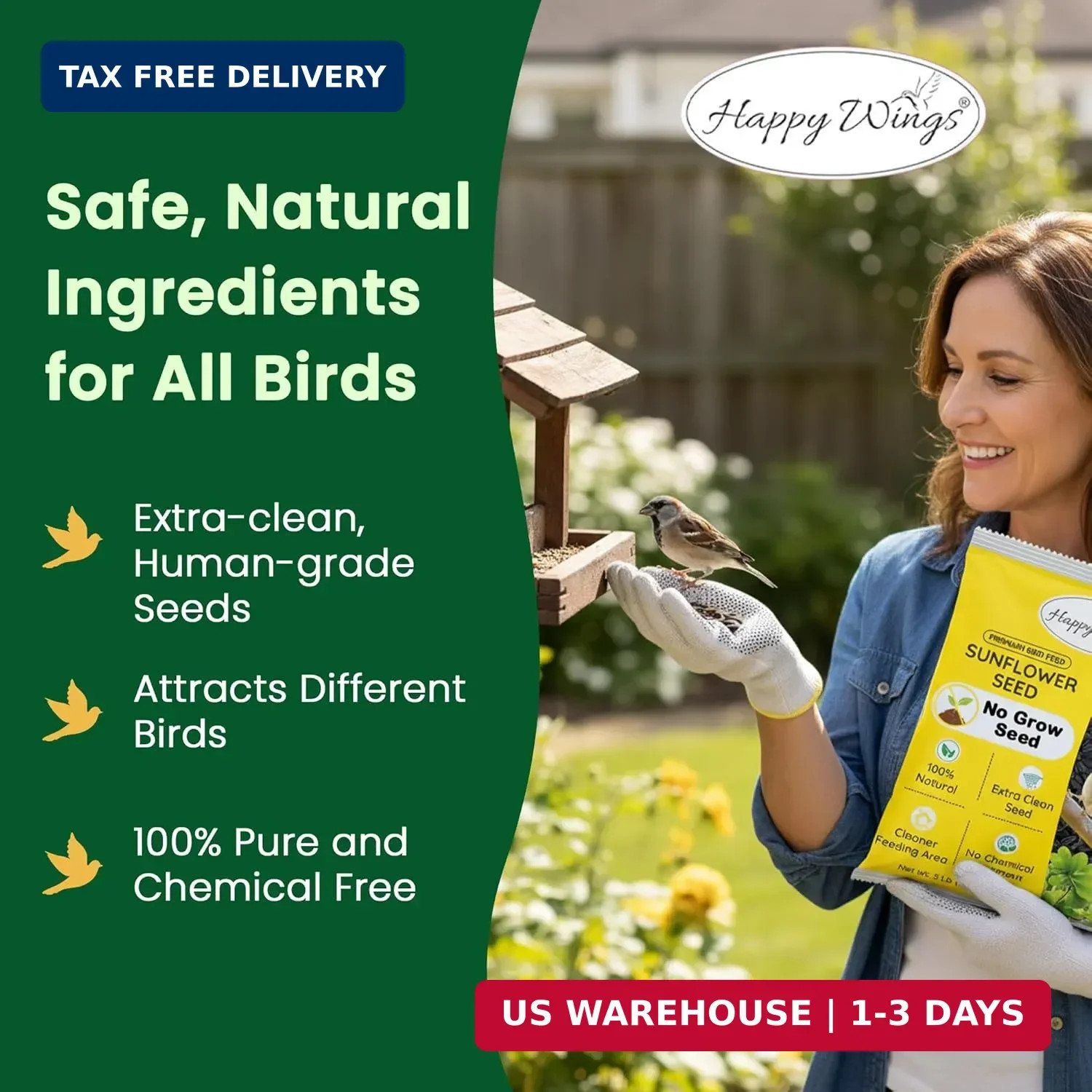 Happy Wings Nyjer Seed & Sunflower Seeds Wild Bird Food Combo – 5 Pound Pack I N