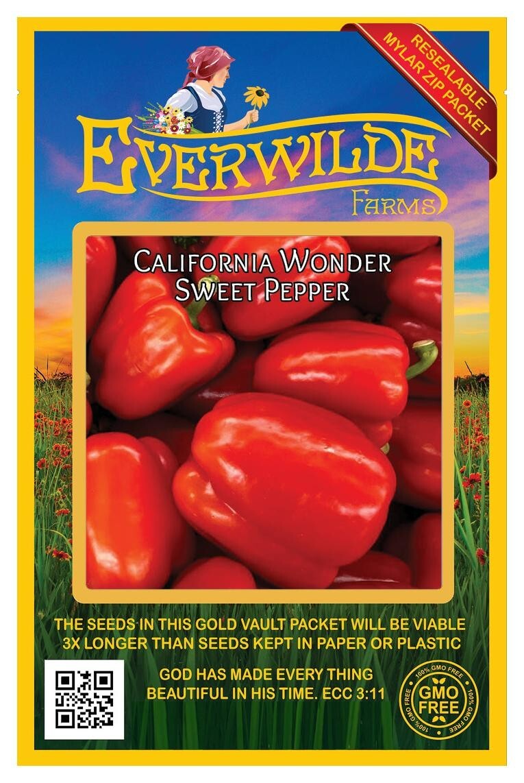 1 Oz California Wonder 300 Sweet Pepper Seeds – Everwilde Farms Mylar Packet