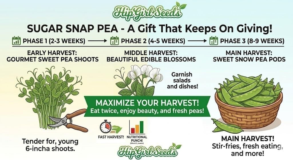 Sugar Snap Pea Seeds – 65 Heirloom Non-GMO for Indoor/Outdoor Gardening Success