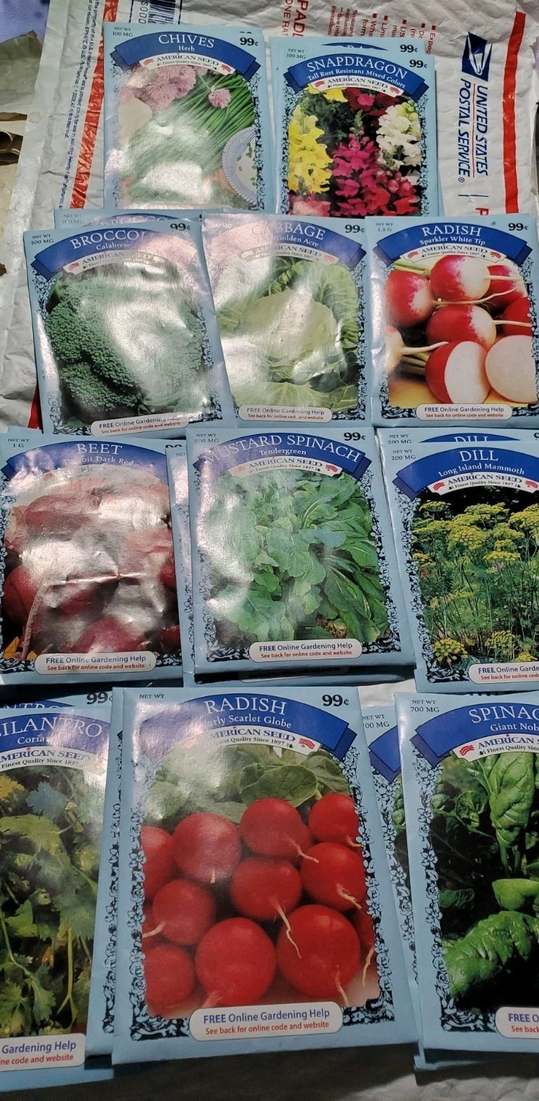 22 Lot Mixed Variety Pack Garden Seeds 2 Flowers Snapdragon + Vegetables Spices