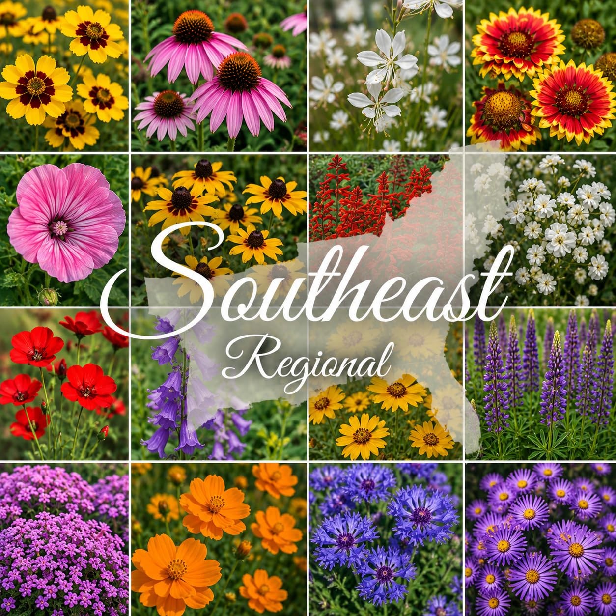Southeastern US Bulk Perennial Wildflower Seed Mix 1lb Covers 2,000sq-ft – At…