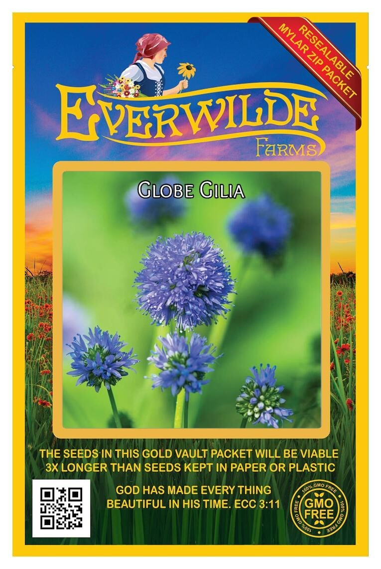 2000 Globe Gilia Wildflower Seeds – Everwilde Farms Mylar Seed Packet