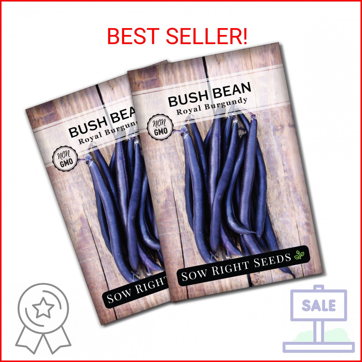 Sow Right Seeds – Royal Burgundy Bean Seeds for Planting – Non-GMO Heirloom Pack