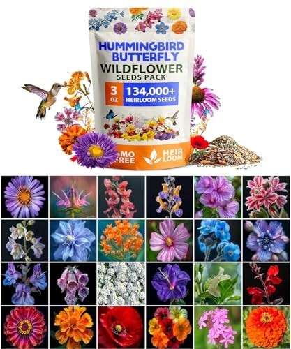 Premium Wildflower Seeds Bulk – 134,000+ Non-GMO Native Seeds for Butterfly Gard