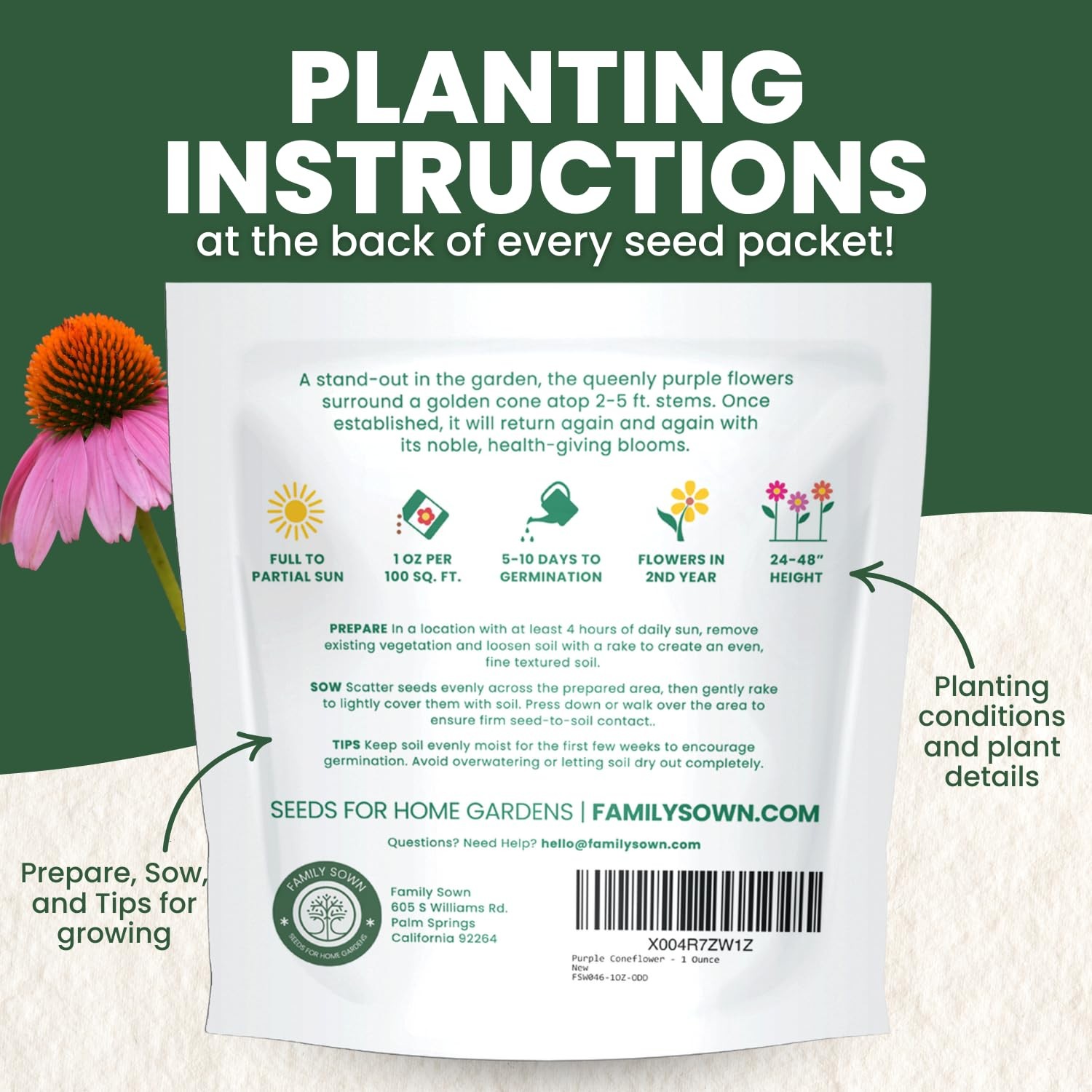 Buy 7,000 Purple Coneflower Seeds for Planting – 1 Ounce Pouch 2026 Season
