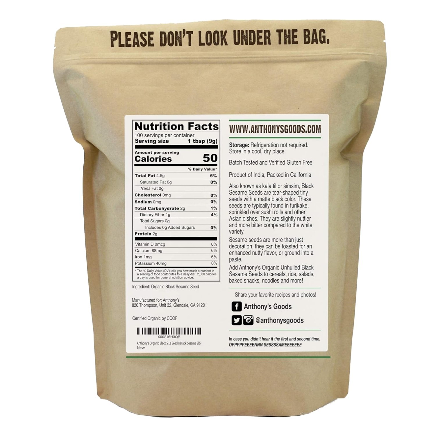 High-Quality Black Sesame Seeds – 2 lb Resealable Bag