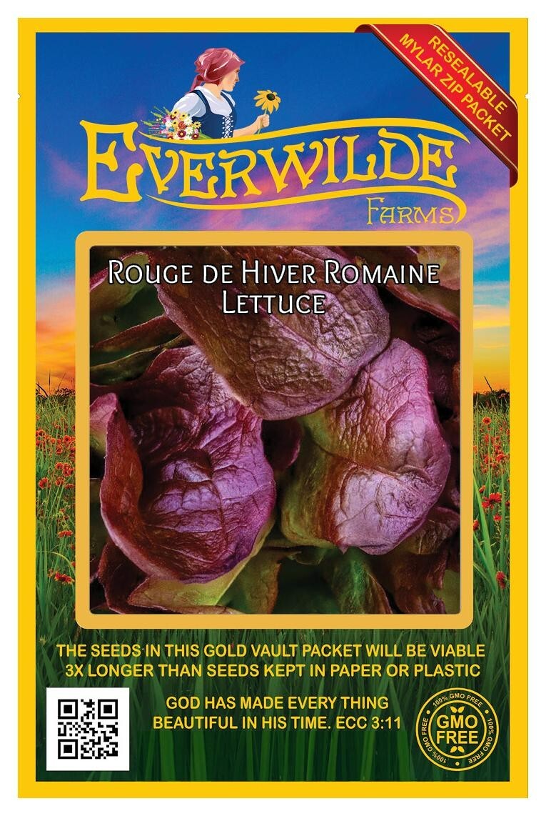 1000 Rouge de Hiver Romaine Lettuce Seeds – Everwilde Farms Mylar Seed Packet