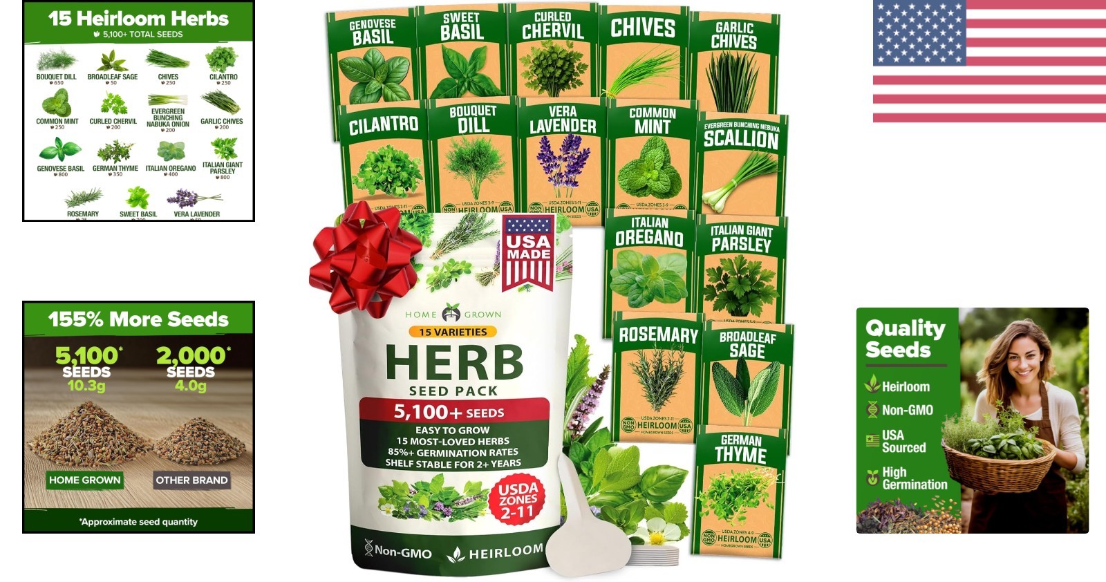 15-Pack Herb Seeds Variety Kit – Non-GMO, Easy-to-Grow Indoor & Hydroponic Herbs