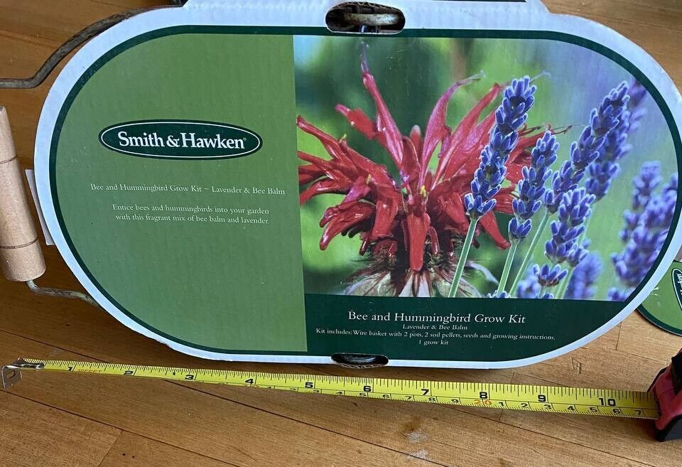 Smith & Hawken Grow Kit Lavender & Bee Balm Wire Basket 2 Pots Seeds 2 Soil Pell