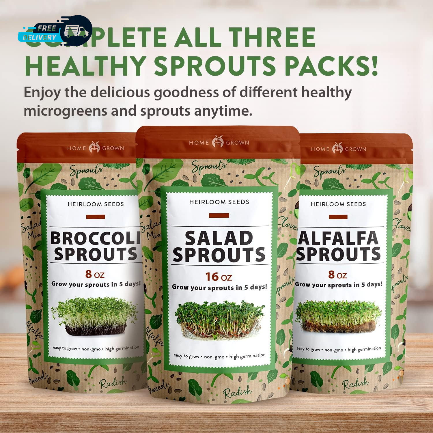 Premium Sprouting Seeds Mix – Microgreens 118 200 Seeds for Indoor Growing