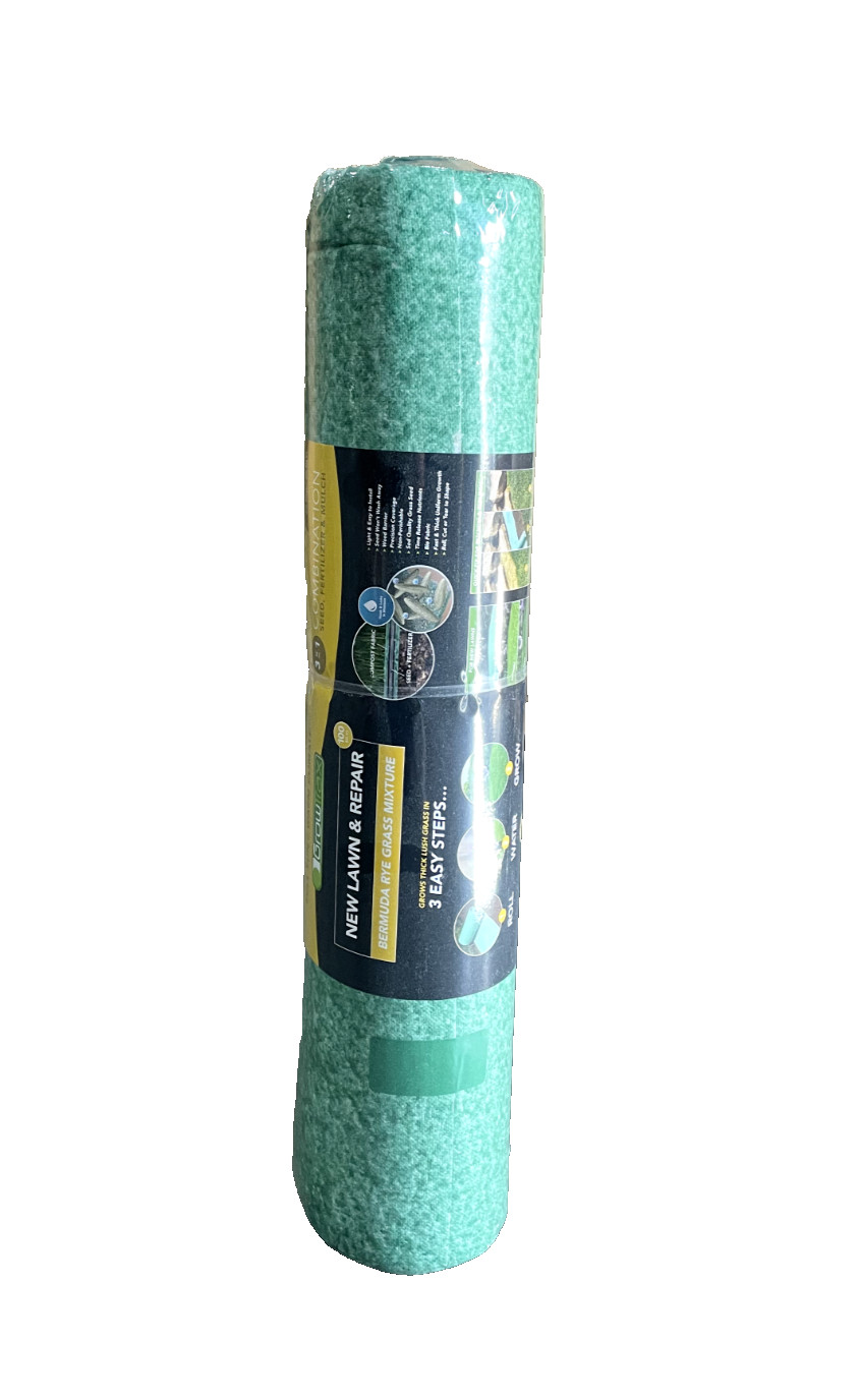 Grotrax Biodegradable Grass Seed Mat, Bermuda Rye – 100 Sq Ft Big Rolls