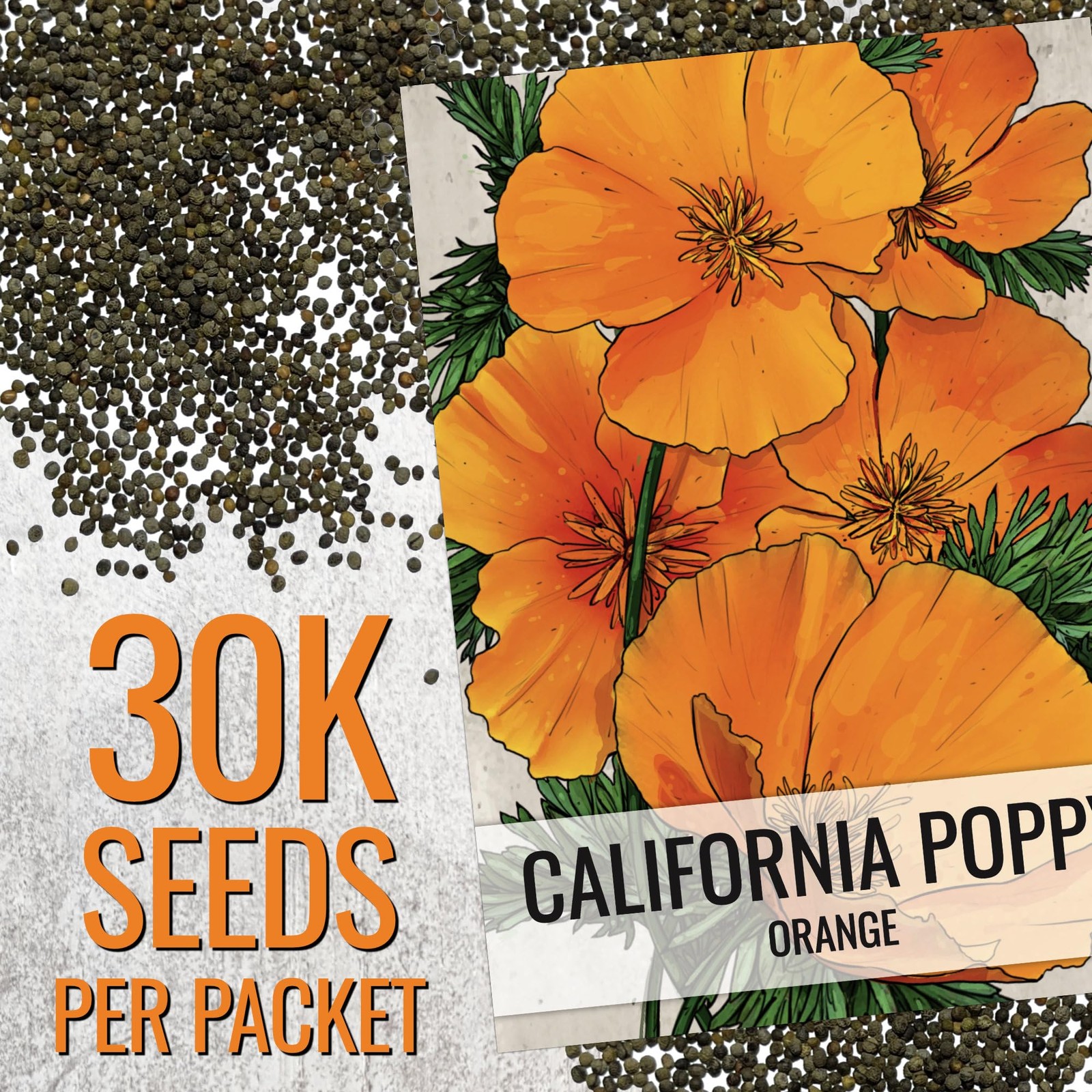 California Poppy Seeds – 30,000+ Heirloom Wildflower Seeds for Vibrant Blooms