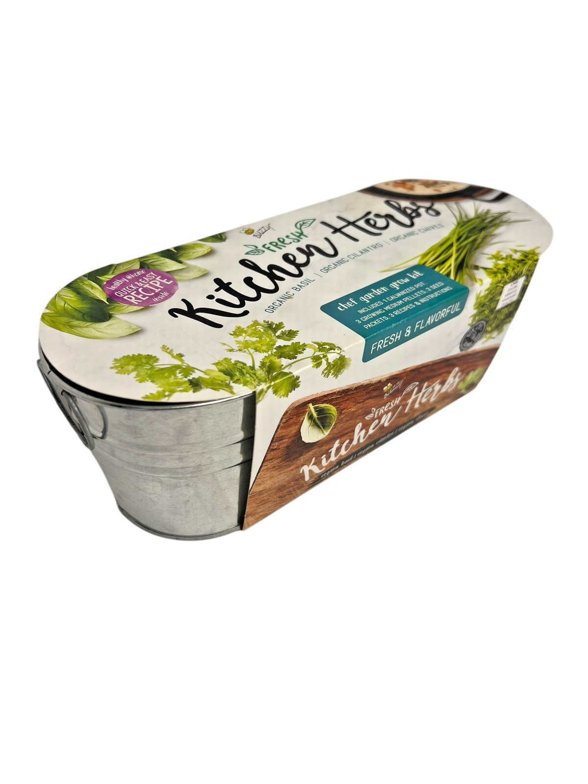 NEW! BUZZY KITCHEN HERBS GROW KIT COMPLETE KIT BASIL CHIVES CILANTRO Garden