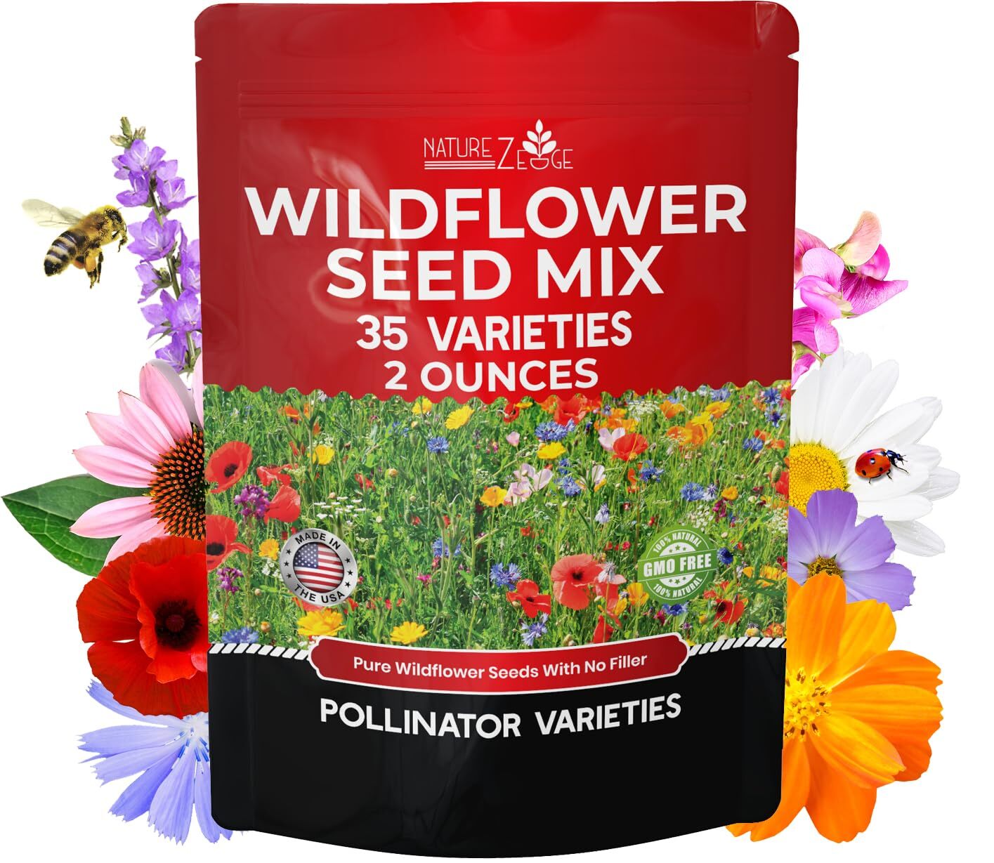 85,000 Wildflower Seeds, 35 Varietiey Wild Flowers Bulk Flower Seeds – 2 Ounces