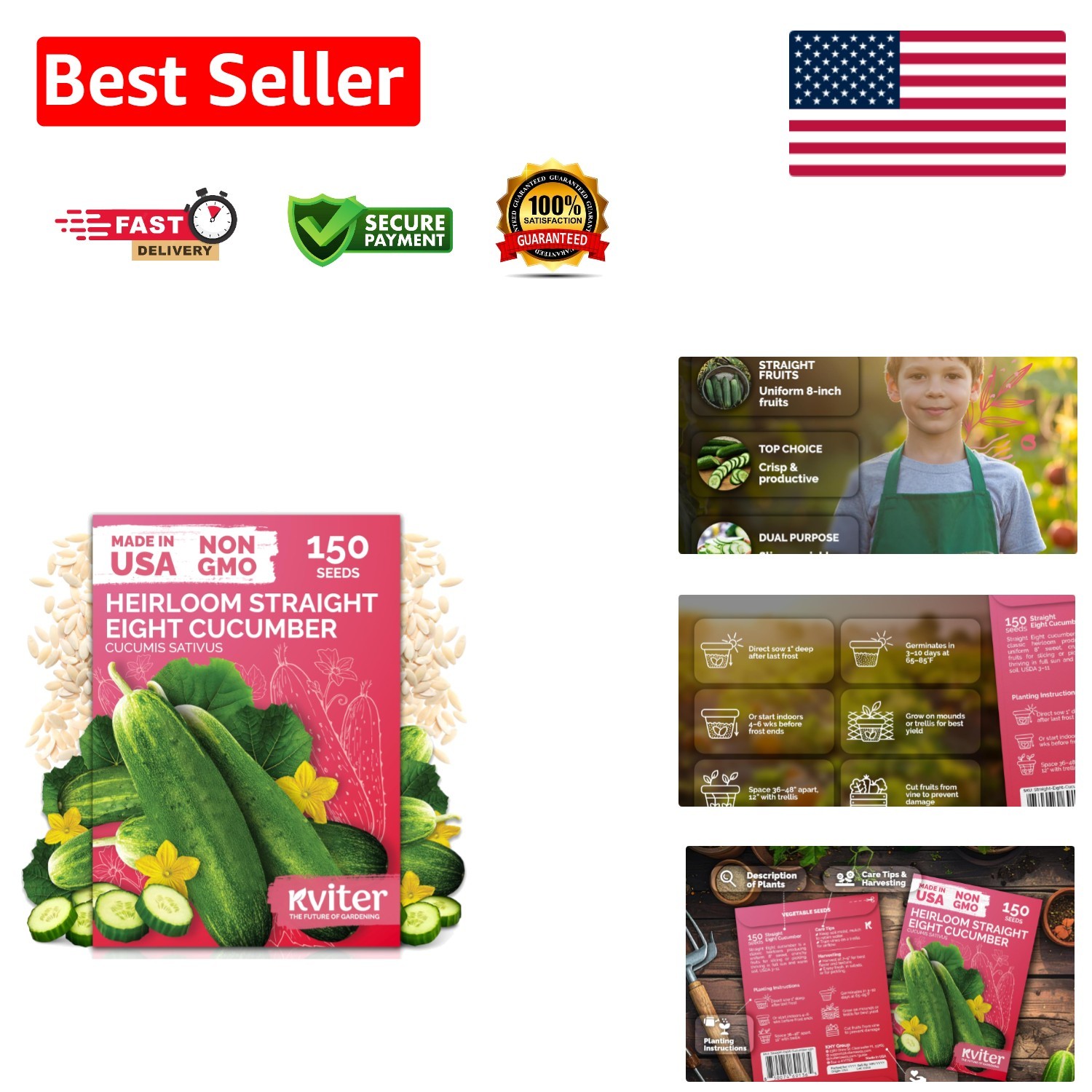 Organic Straight Eight Cucumber Seeds – Perfect for Slicing & Low Maintenance