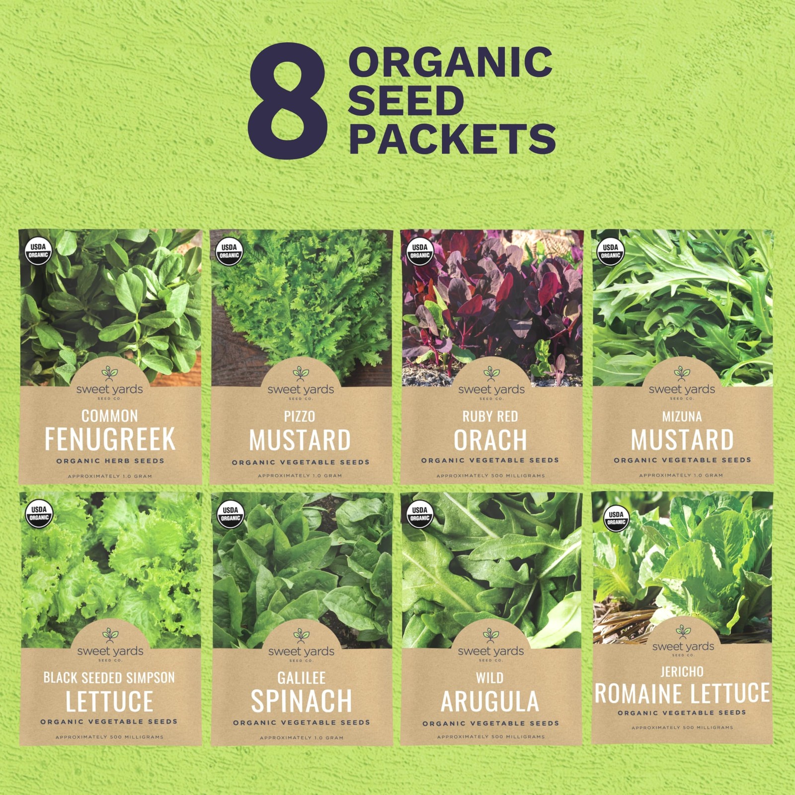 Organic Heat Tolerant Lettuce Seeds Variety Pack 8 Individual Packs 2026 Se…