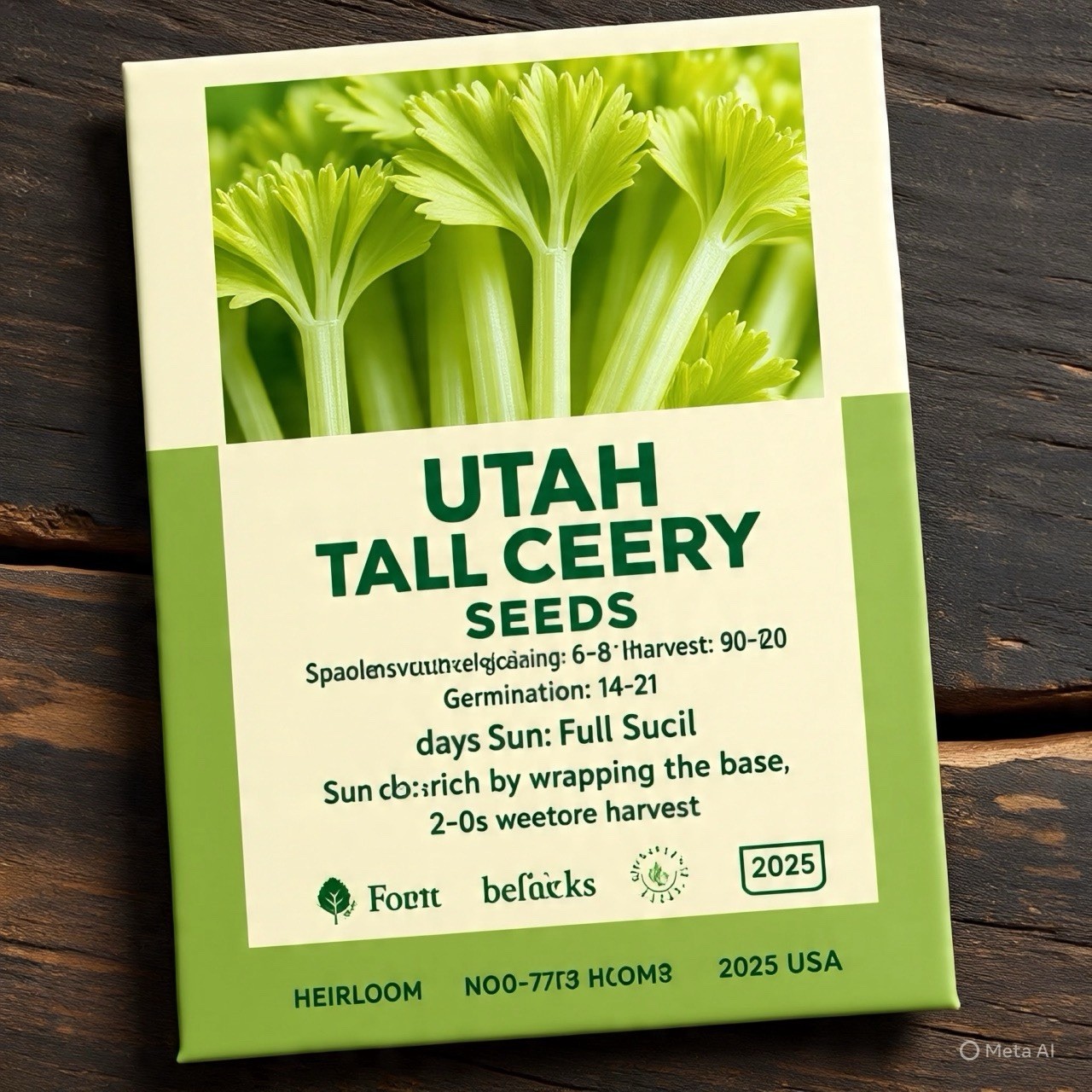 Celery Seeds, Tall Utah Heirloom, Non-GMO, Crisp & Flavorful, Free Shipping