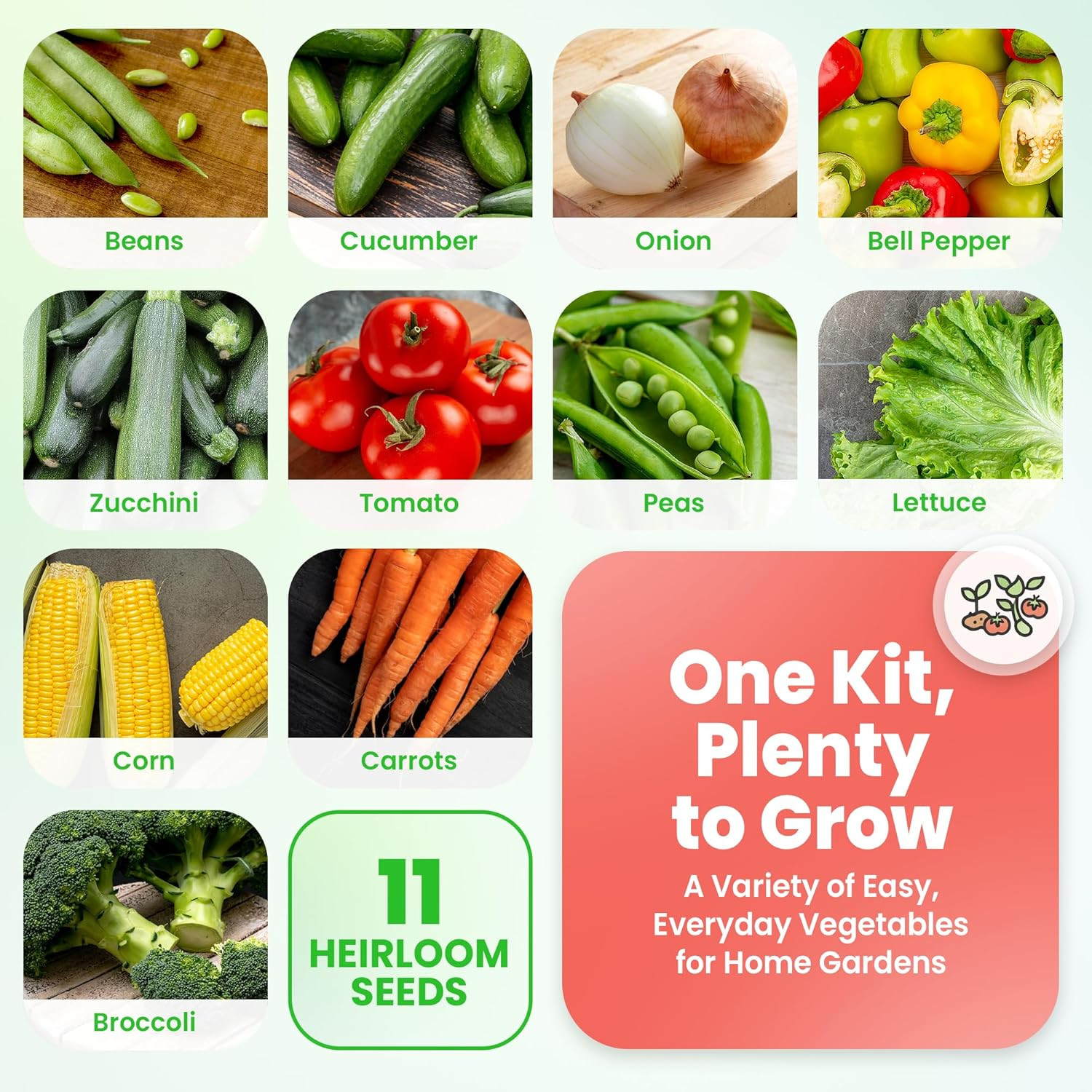 11 Semillas de Hortalizas y Frutas para Huerto Familiar Kit de Supervivencia