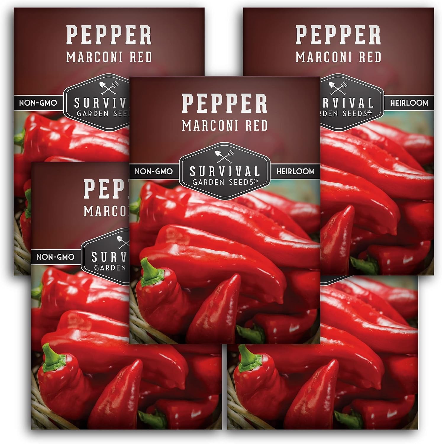 Marconi Red Pepper Seeds for Planting Sweet Italian Heirloom Non-GMO Peppers