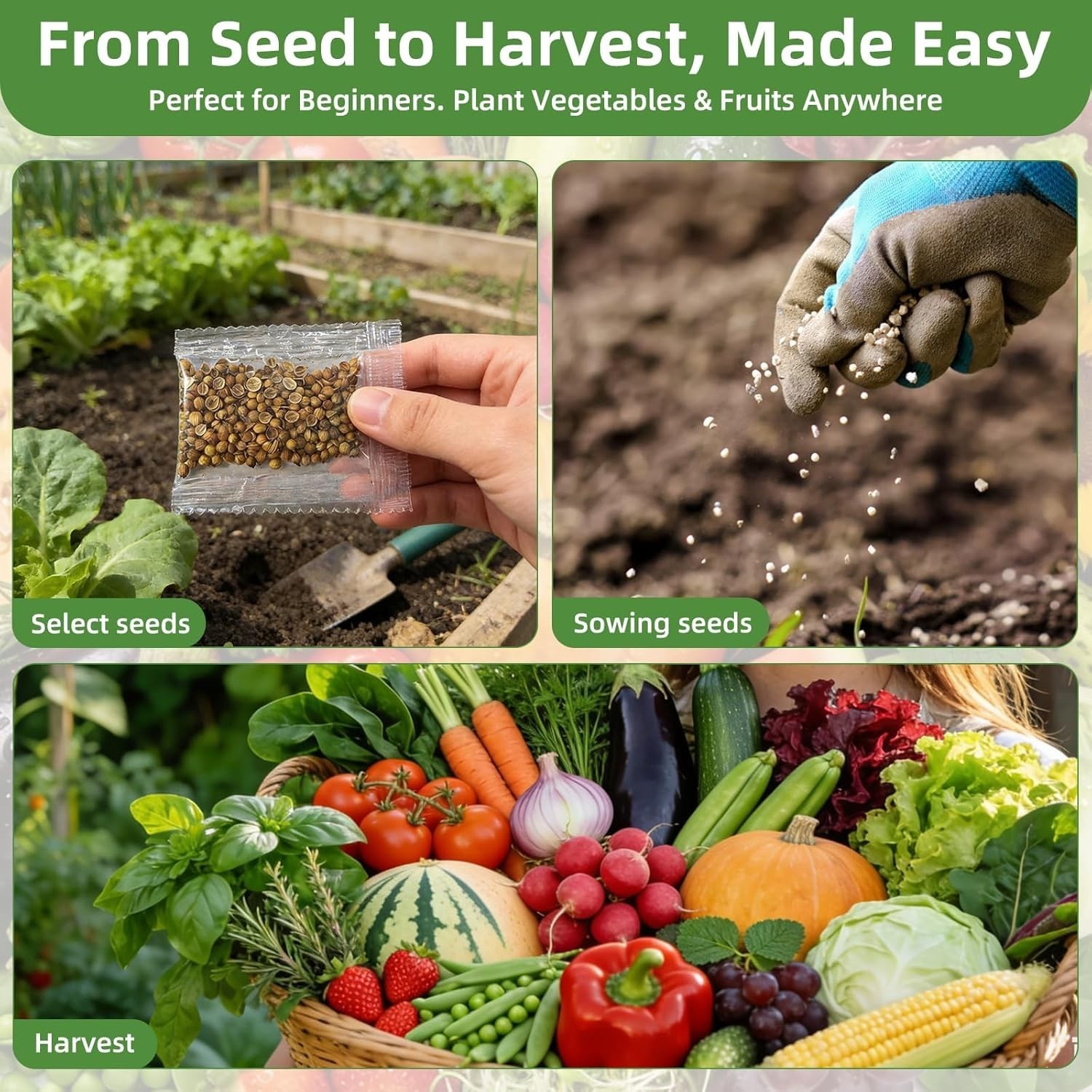 【Seed Vault】 Heirloom Vegetable Seeds Planting Kit – 15,000+ Non-GMO Seeds for H