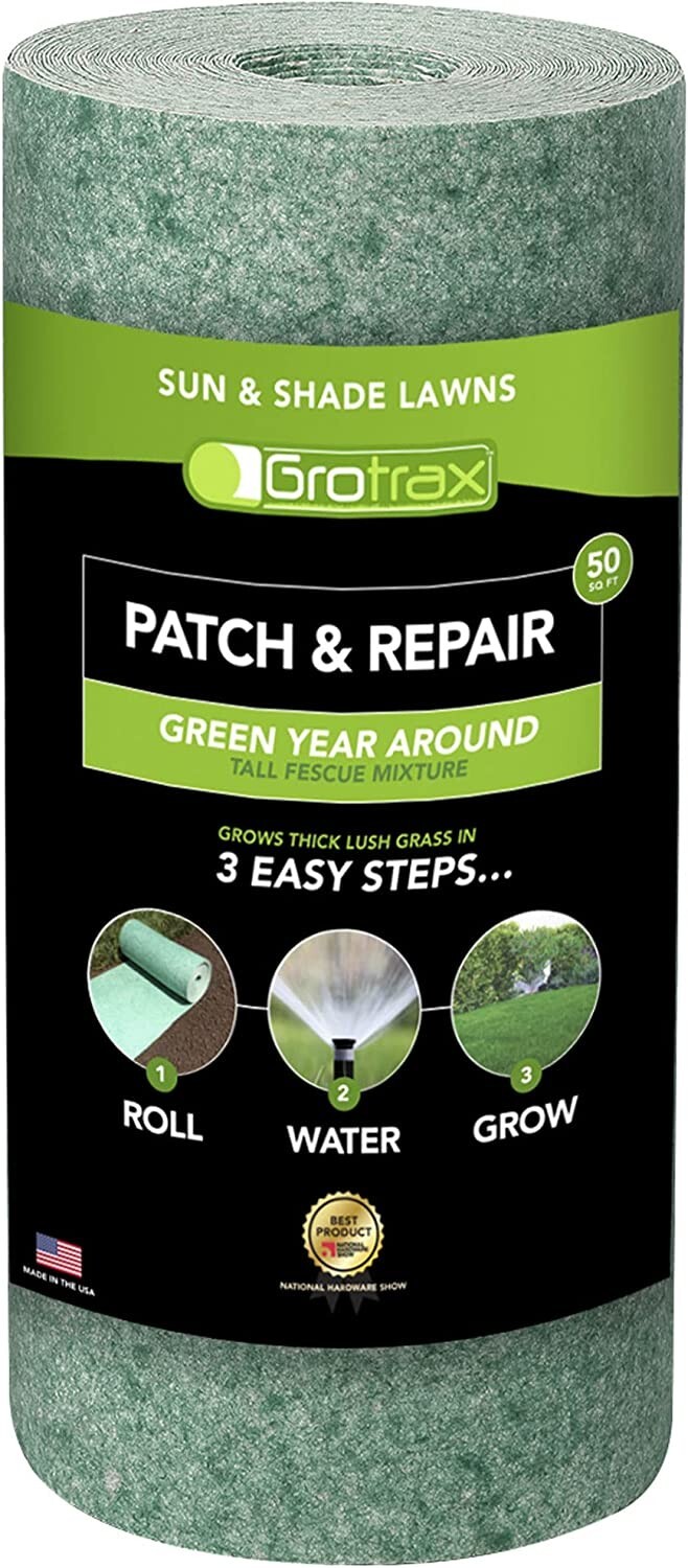 6 PK – Biodegradable Grass Seed Mat, Year Round Green – 50 Sq Ft Quick Fix Rolls