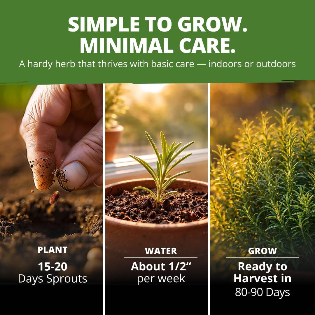 Non GMO Rosemary Seeds Pack – 150 High Germinating Heirloom Herb Seeds for Plant