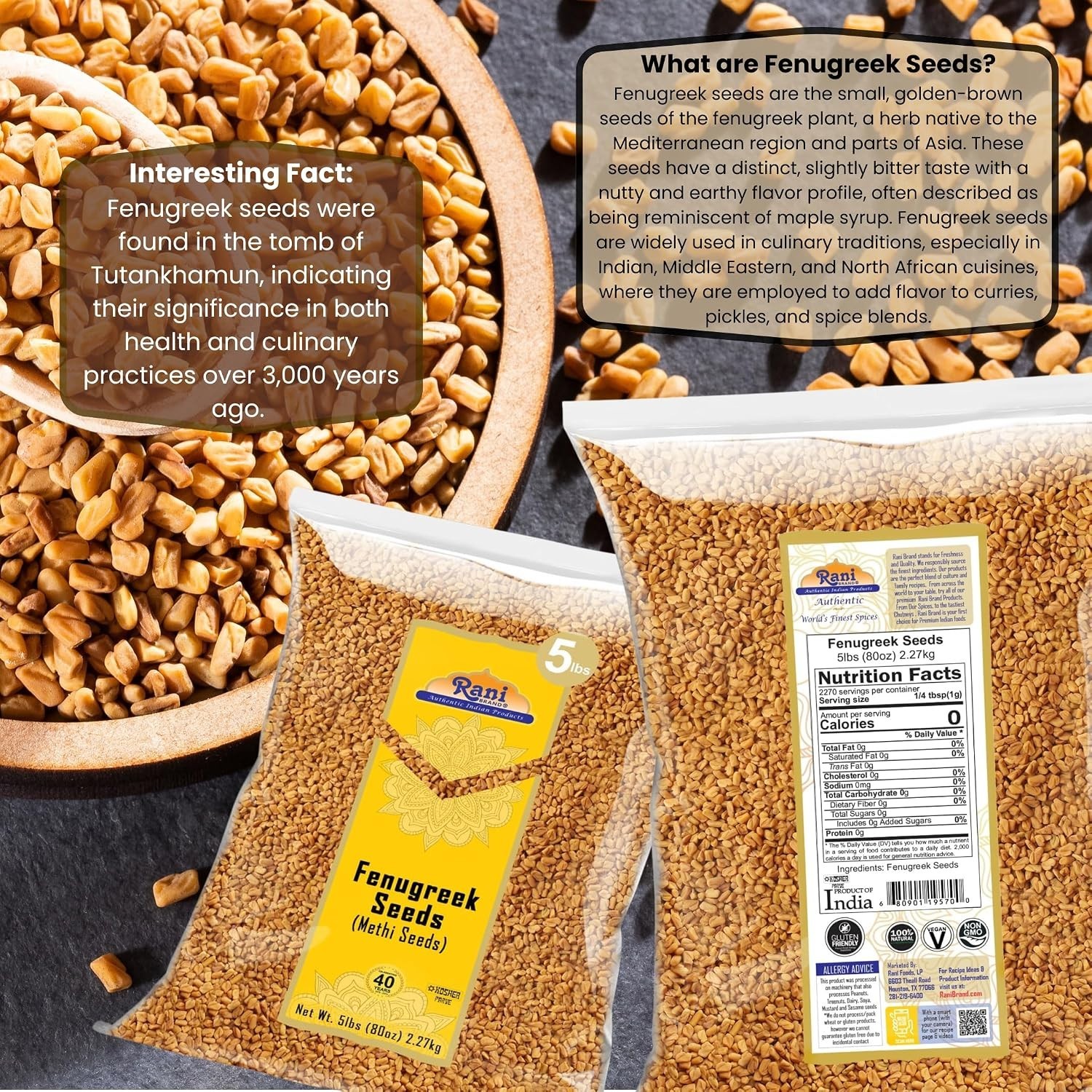 Rani Fenugreek Seeds Bulk 5lbs – Indian Origin, All Natural