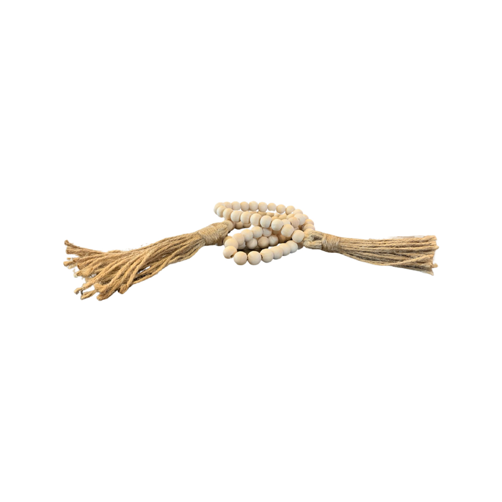 Authentic Wooden Macramé Beads Strung On Twine With a Rustic Fringe Tassel