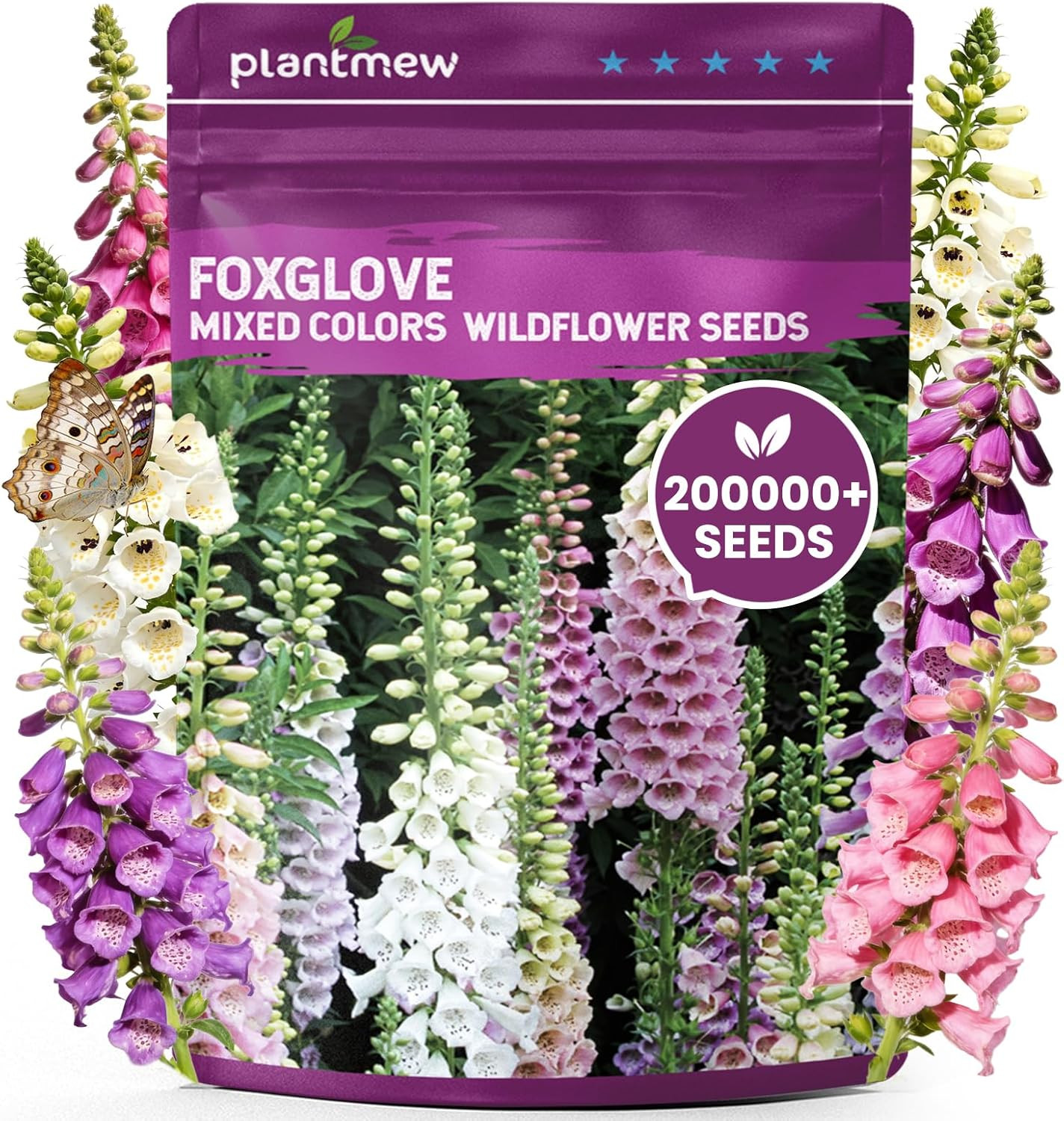 Foxglove Seeds Perennial – Mixed Colors, 200,000+ Seeds Bulk Pack for Easy-to-Gr
