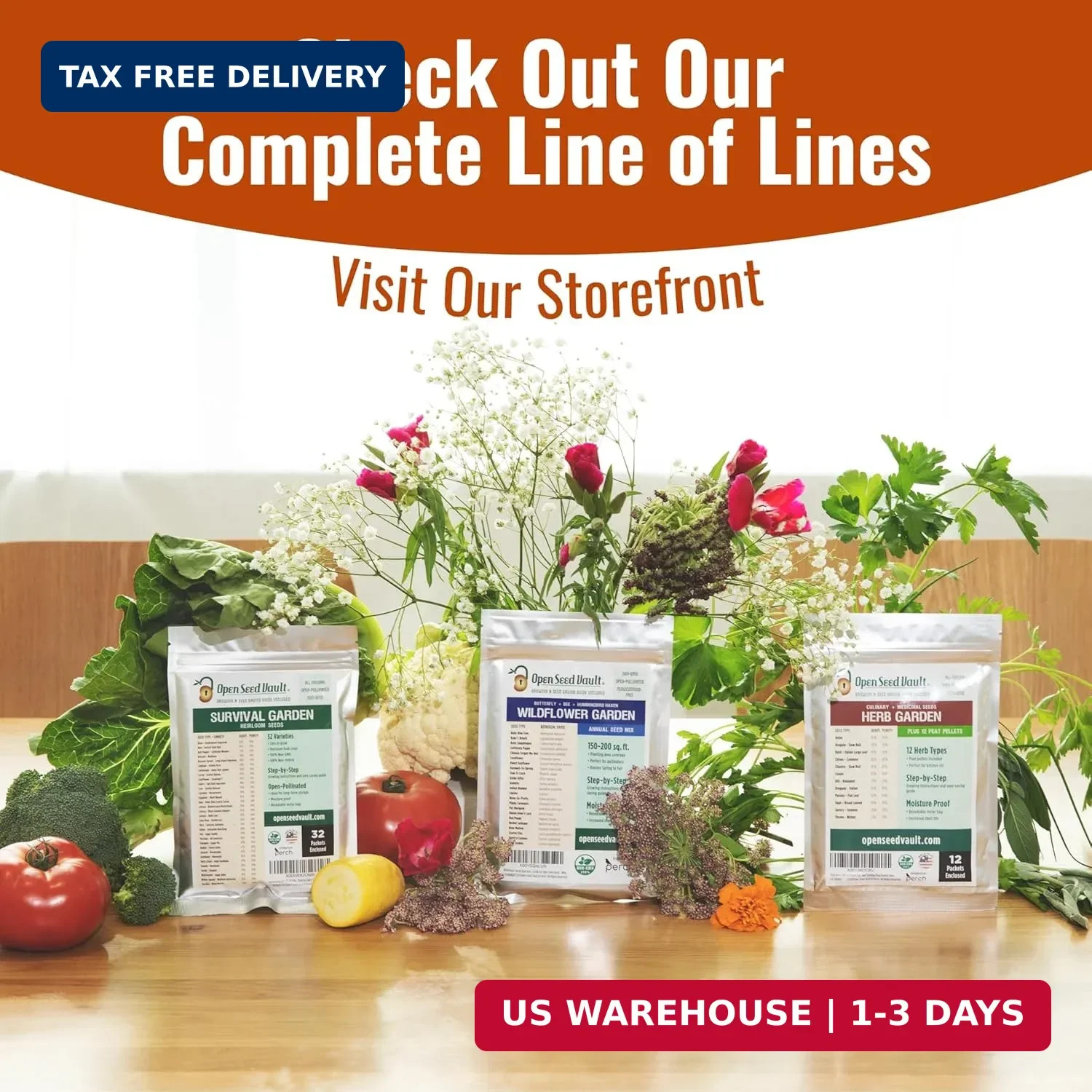 Vegetable & Fruit Seeds | 32 Individual Packs | 2026 Season | Non-GMO, High Yiel