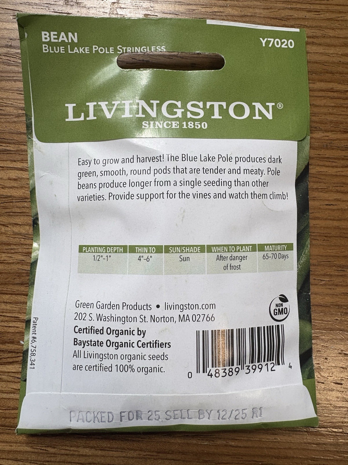 Livingston Seed Company Blue Lake Pole Stringless Organic Non-GMO Bean Seeds