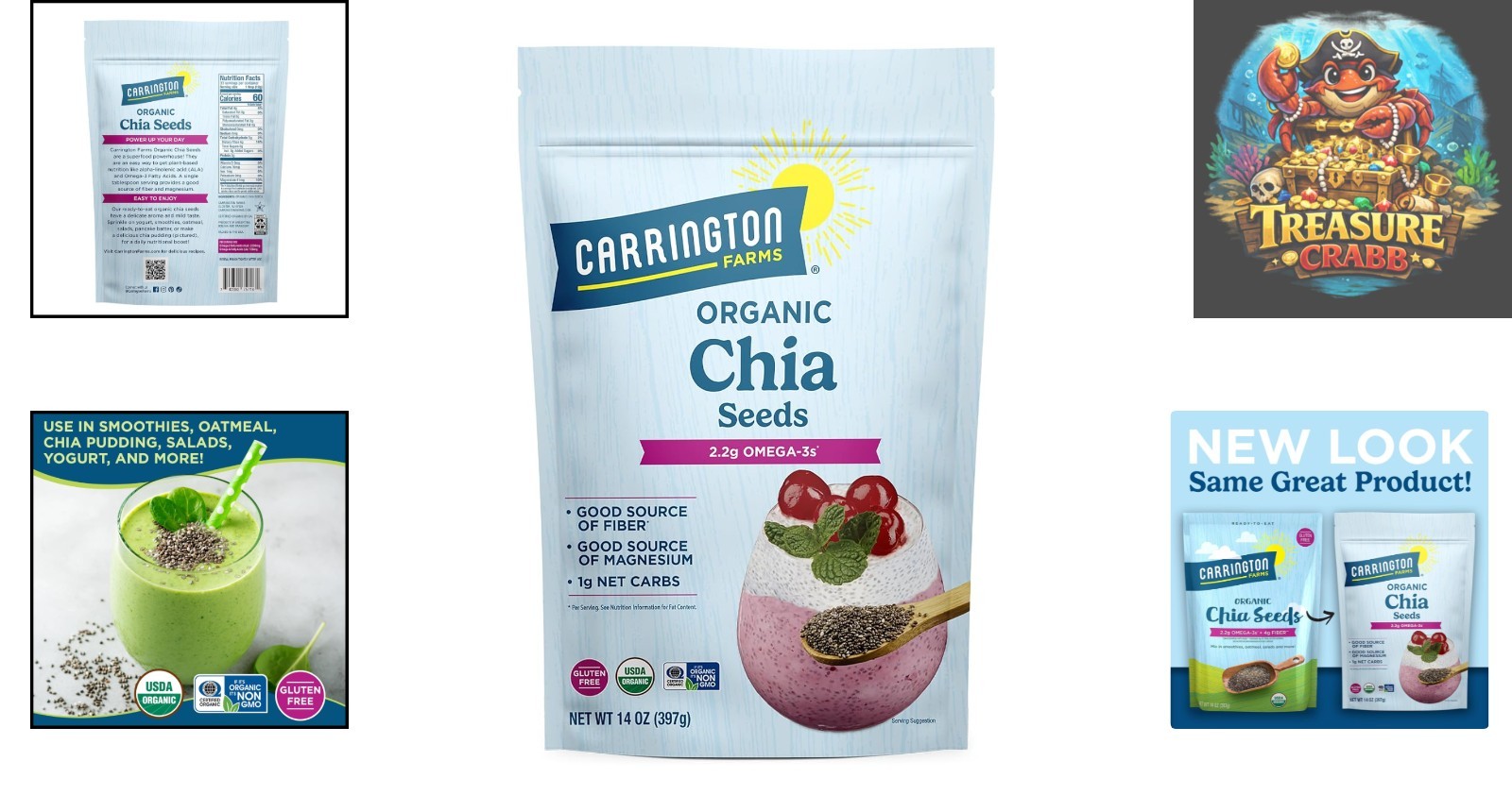 Organic Gluten Free Chia Seeds, Resealable 14 Oz Pouch – Give Back Initiative