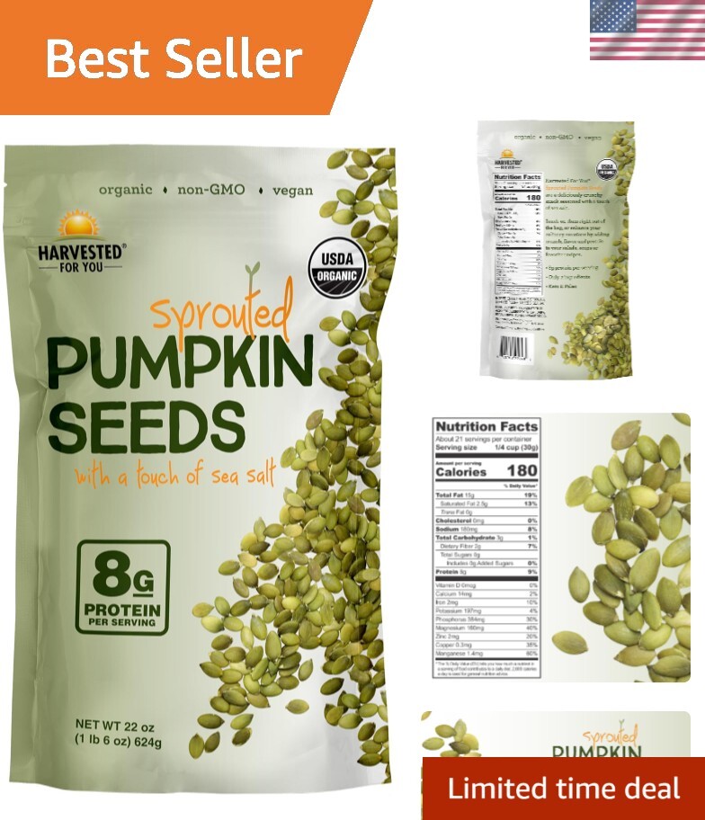 Nutritious 22oz Sea Salted Sprouted Pumpkin Seeds – Plant-Based, Keto-Friendly