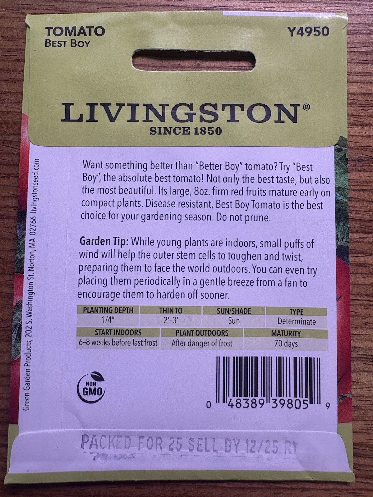 Livingston Seed Company Tomato Best Boy Non-GMO Vegetable Seeds
