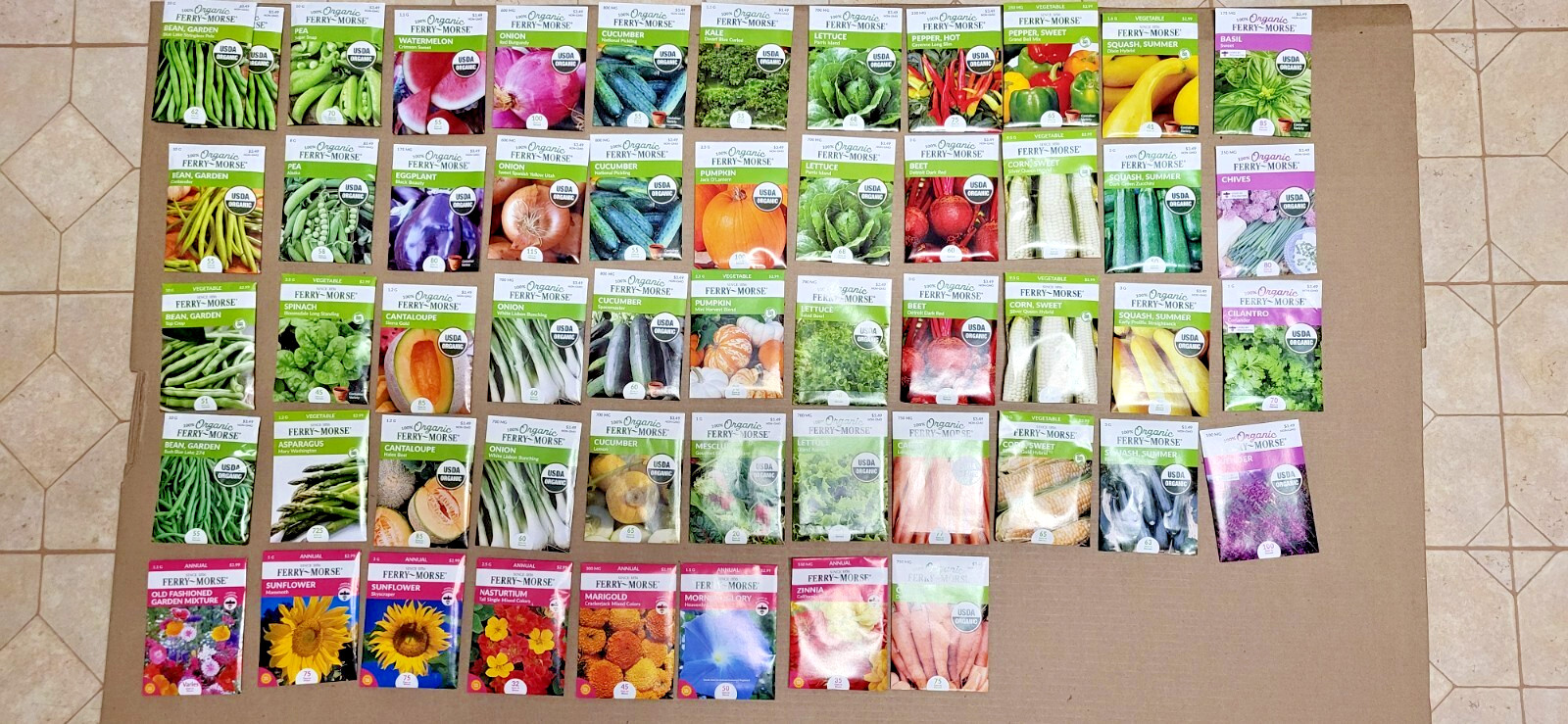 53 Ferry Morris Organic Seed Packets- vegetables, flowers, garden, gardening