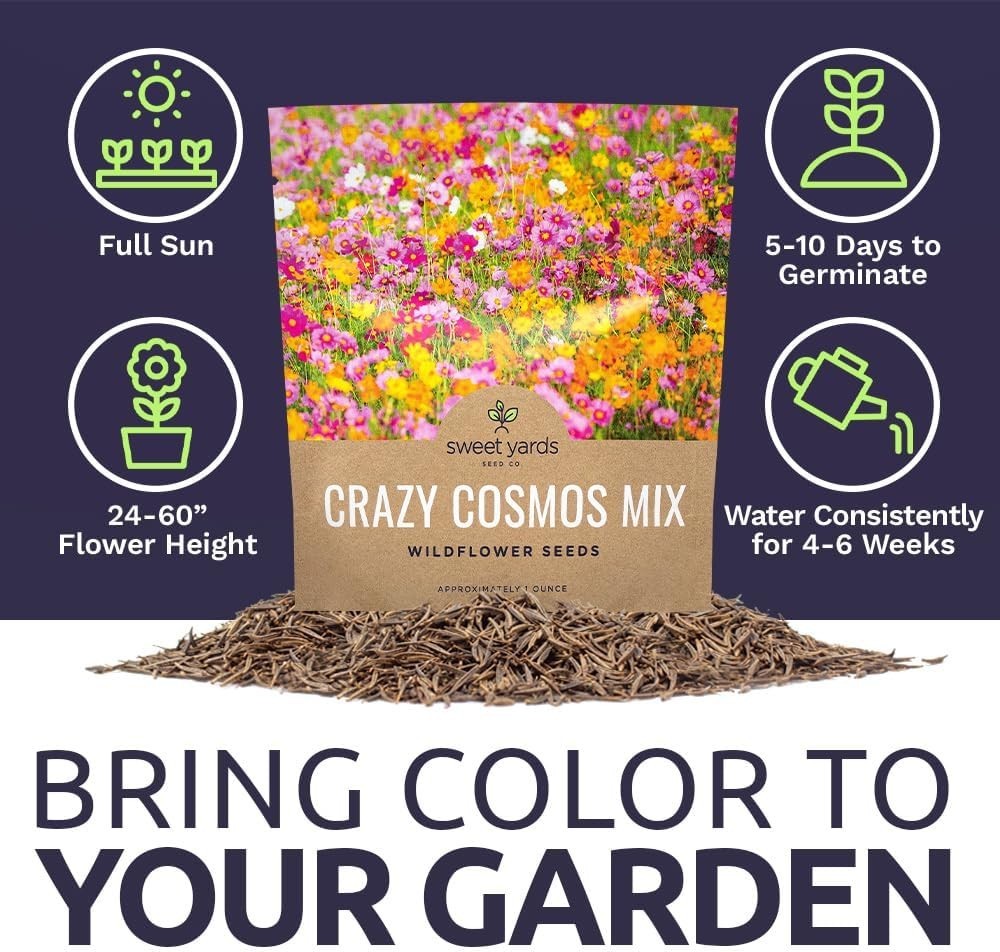 Cosmos Wildflower Seeds Mix – Bulk 1oz Packet